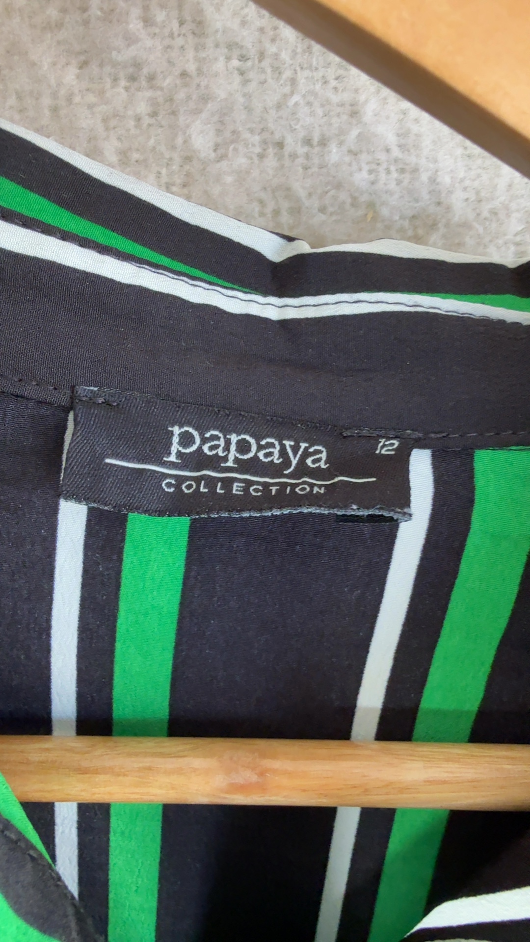 Papaya Green & White Stripe Long Sleeve Shirt Dress UK 12 Casual Chic image 2