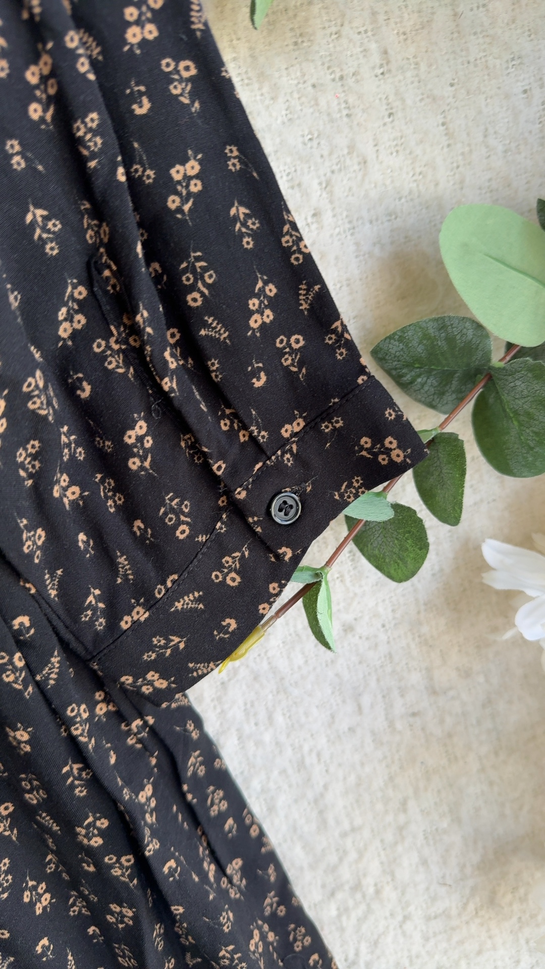 Hush Black & Beige Floral Print Shirt Dress UK Medium Long Sleeve Casual image 5