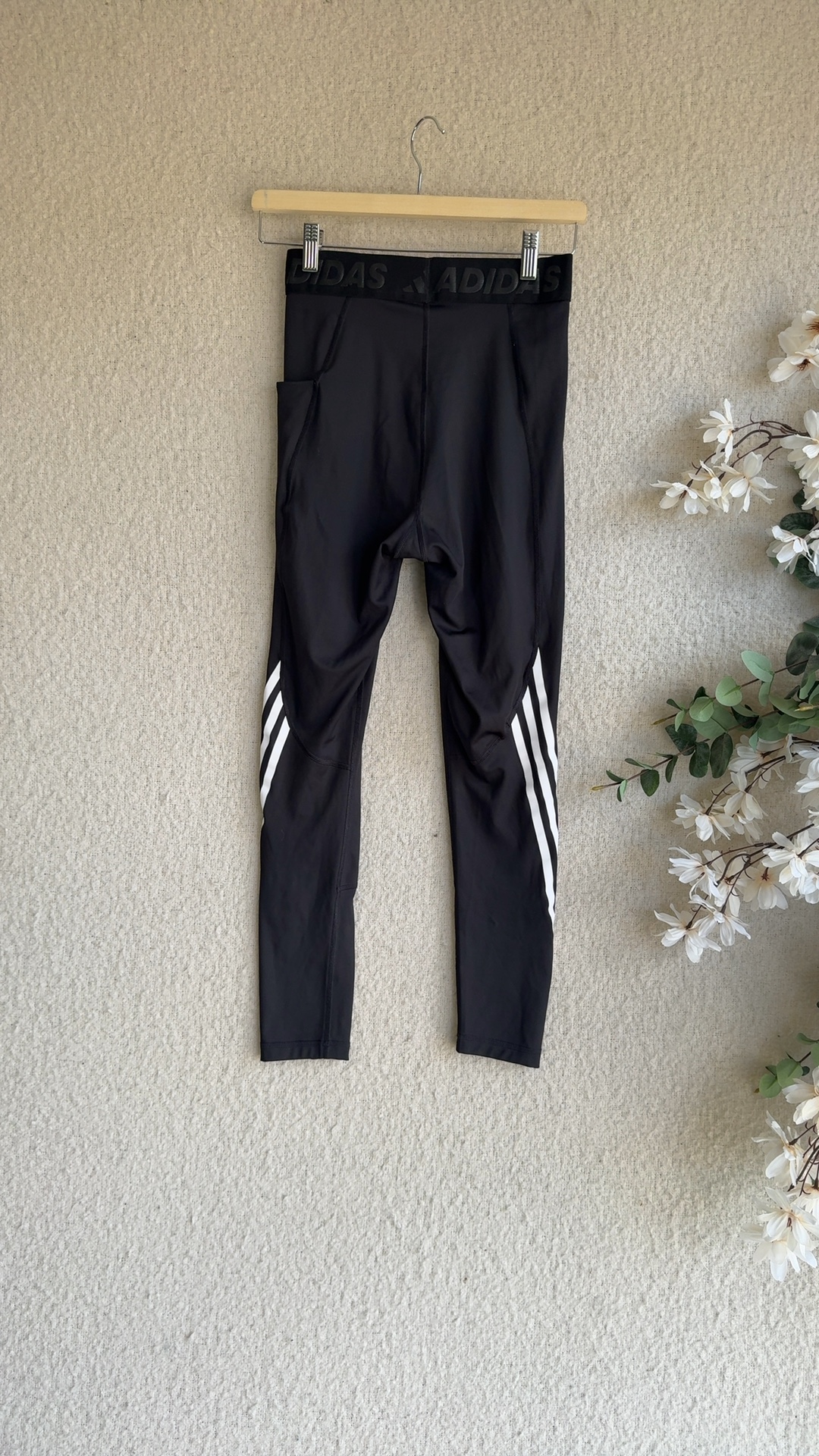 Adidas Black & White Techfit Primegreen Leggings UK 8-10 Small Stretchy image 4