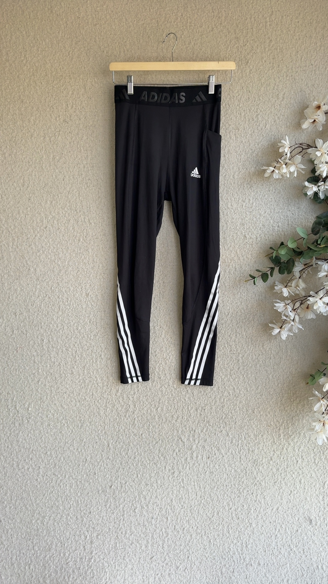 Adidas Black & White Techfit Primegreen Leggings UK 8-10 Small Stretchy