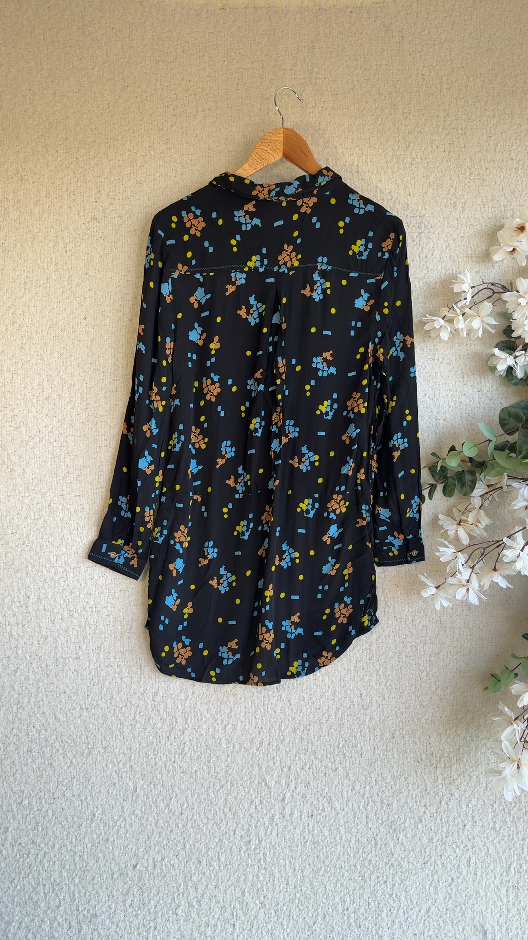 White Stuff Black Floral Button Up Shirt Dress UK 12 Stylish Lightweight image 6