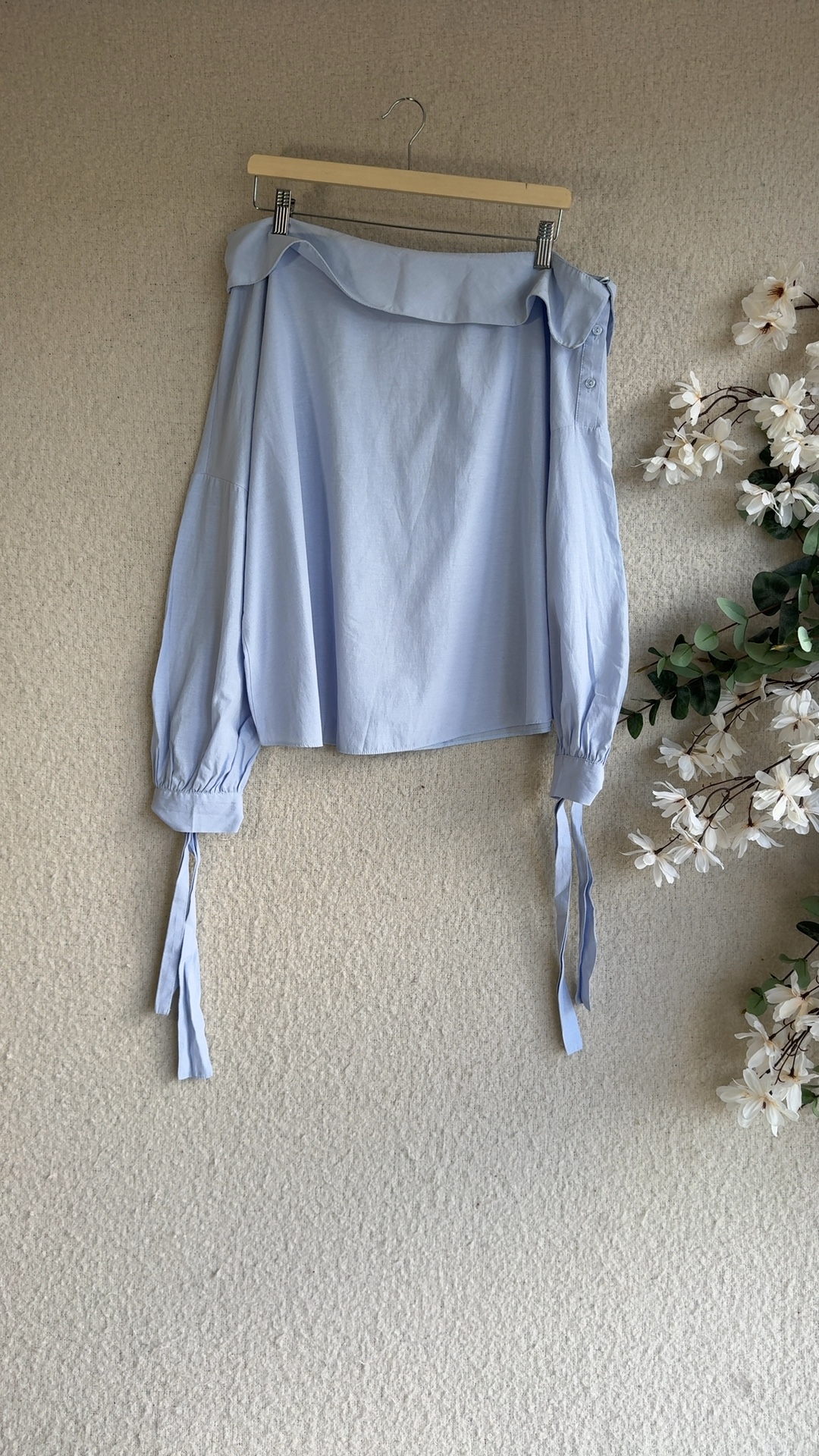 Primark Light Blue Off Shoulder Blouse UK 20 Stylish Long Sleeve Top