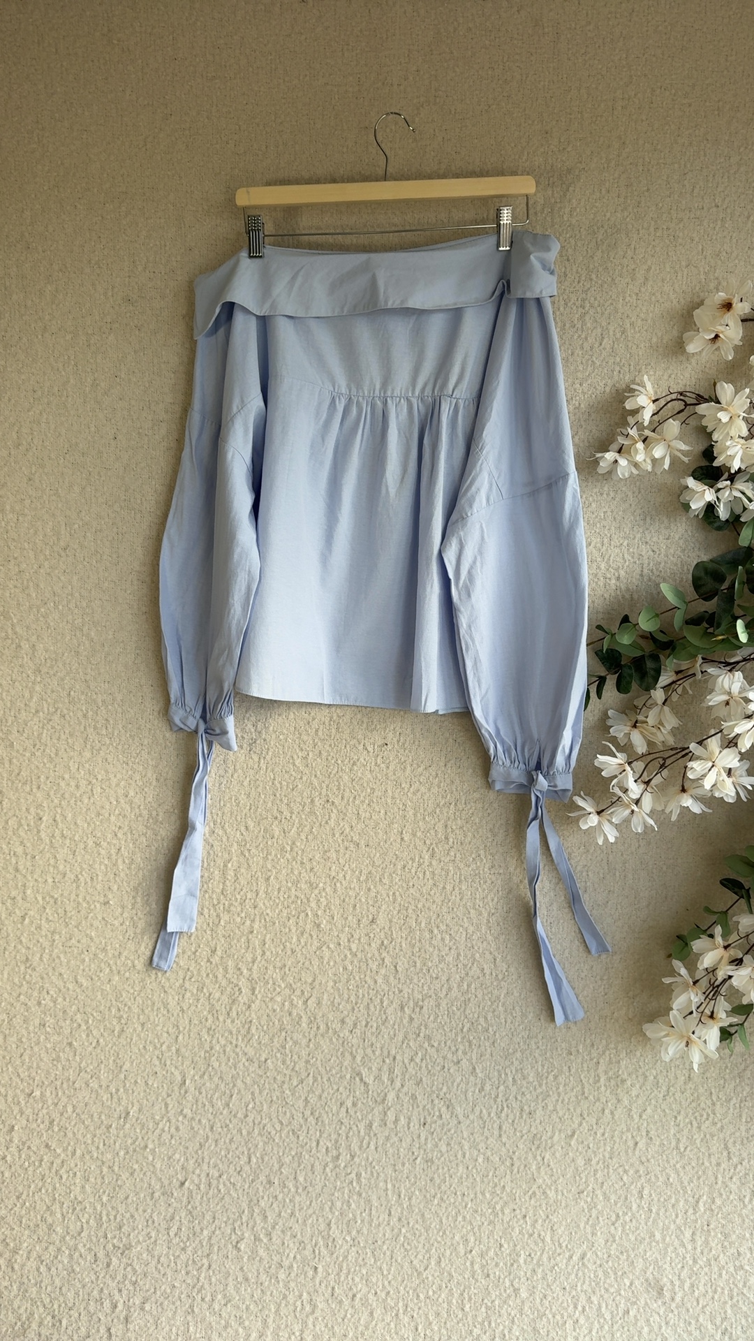 Primark Light Blue Off Shoulder Blouse UK 20 Stylish Long Sleeve Top image 4