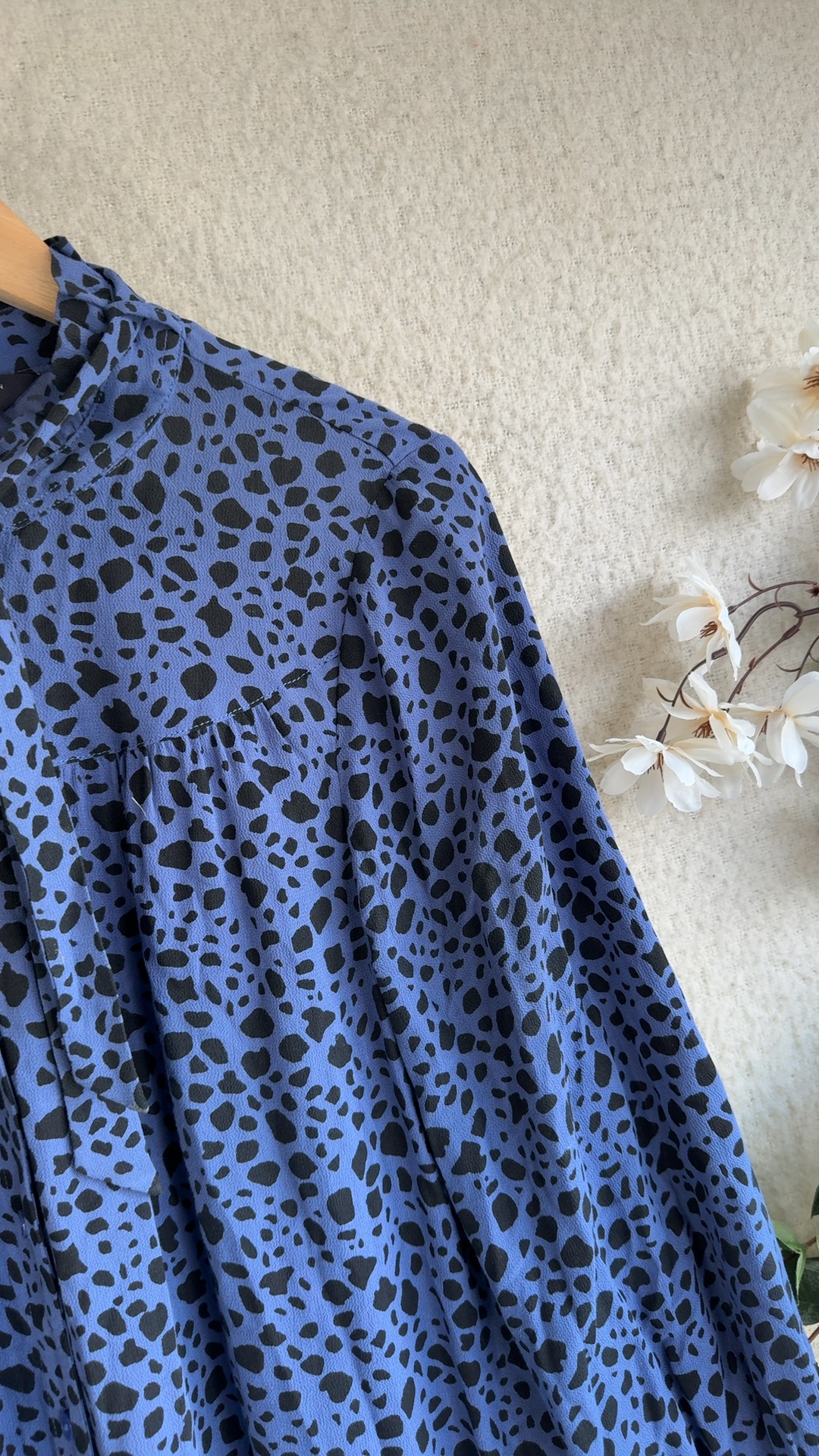 M&S Collection Blue & Black Printed Shirt Dress UK 14 Regular Stylish Detail image 2