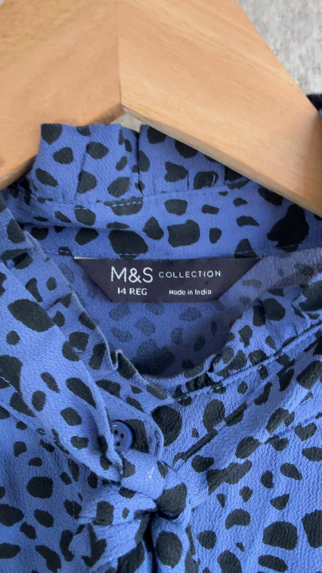 M&S Collection Blue & Black Printed Shirt Dress UK 14 Regular Stylish Detail image 3