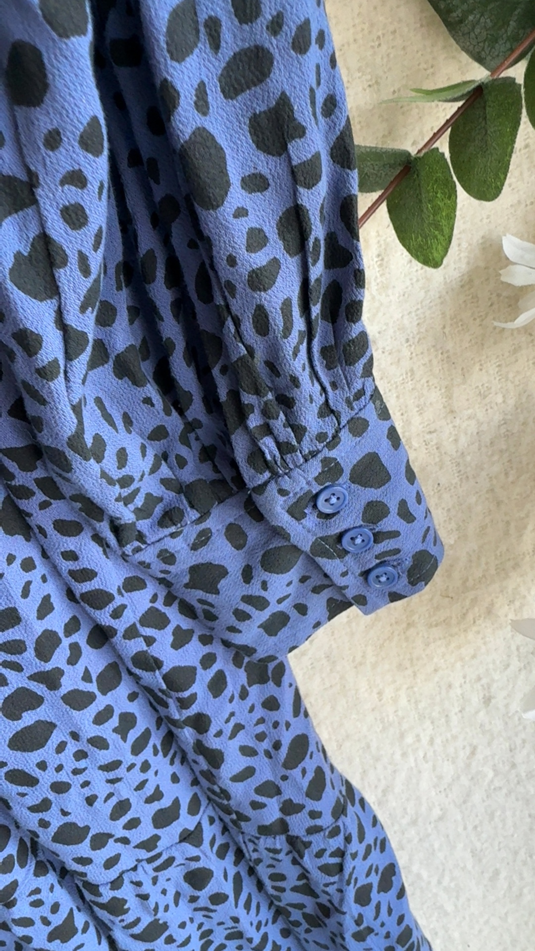M&S Collection Blue & Black Printed Shirt Dress UK 14 Regular Stylish Detail image 6