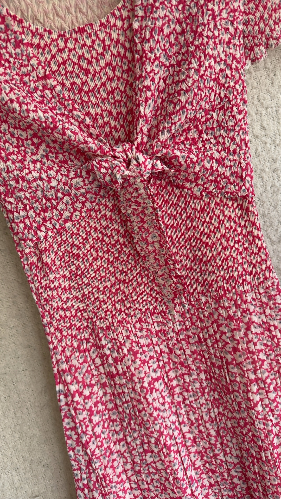 East Pink & White Floral Tie Front Pleated Dress UK 8 Summer Casual Chic image 2