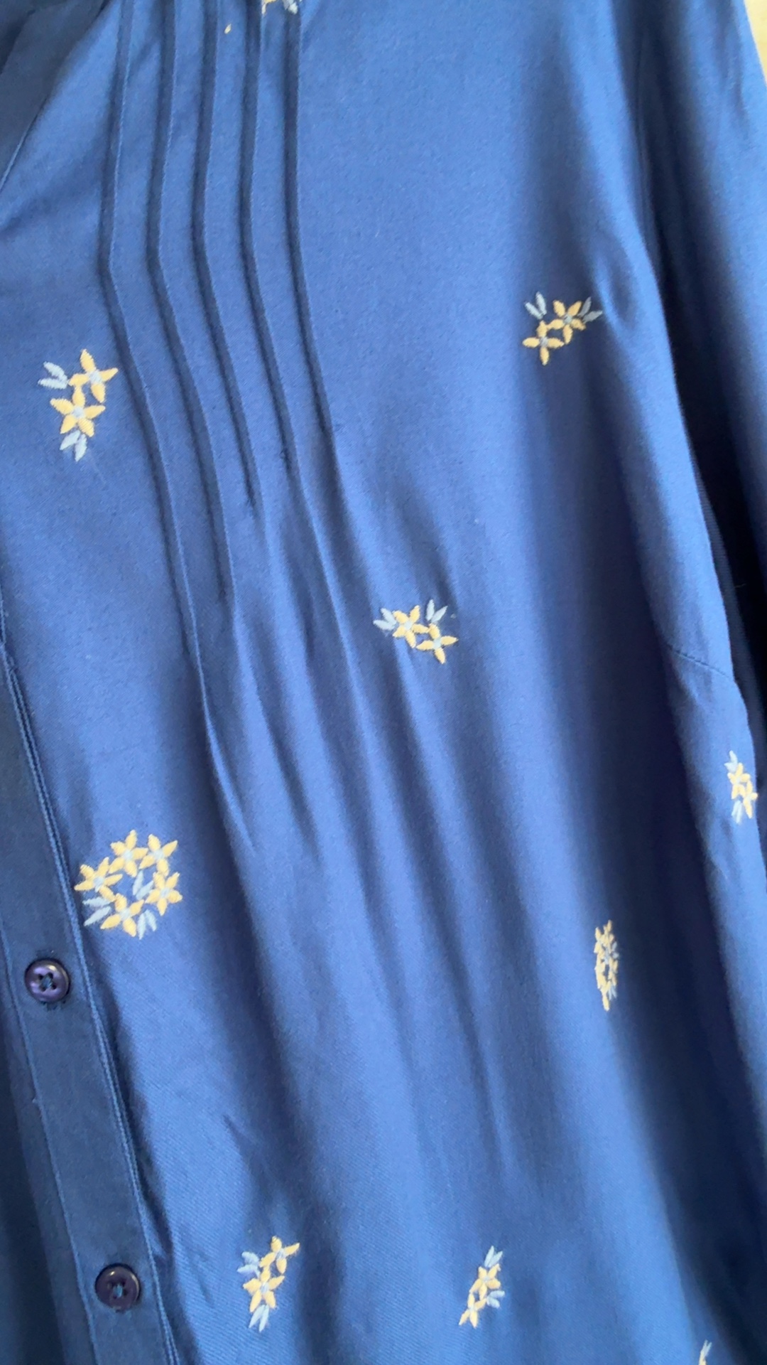 Bonmarché Blue Embroidered Viscose Blouse UK 18 Button Detail image 3