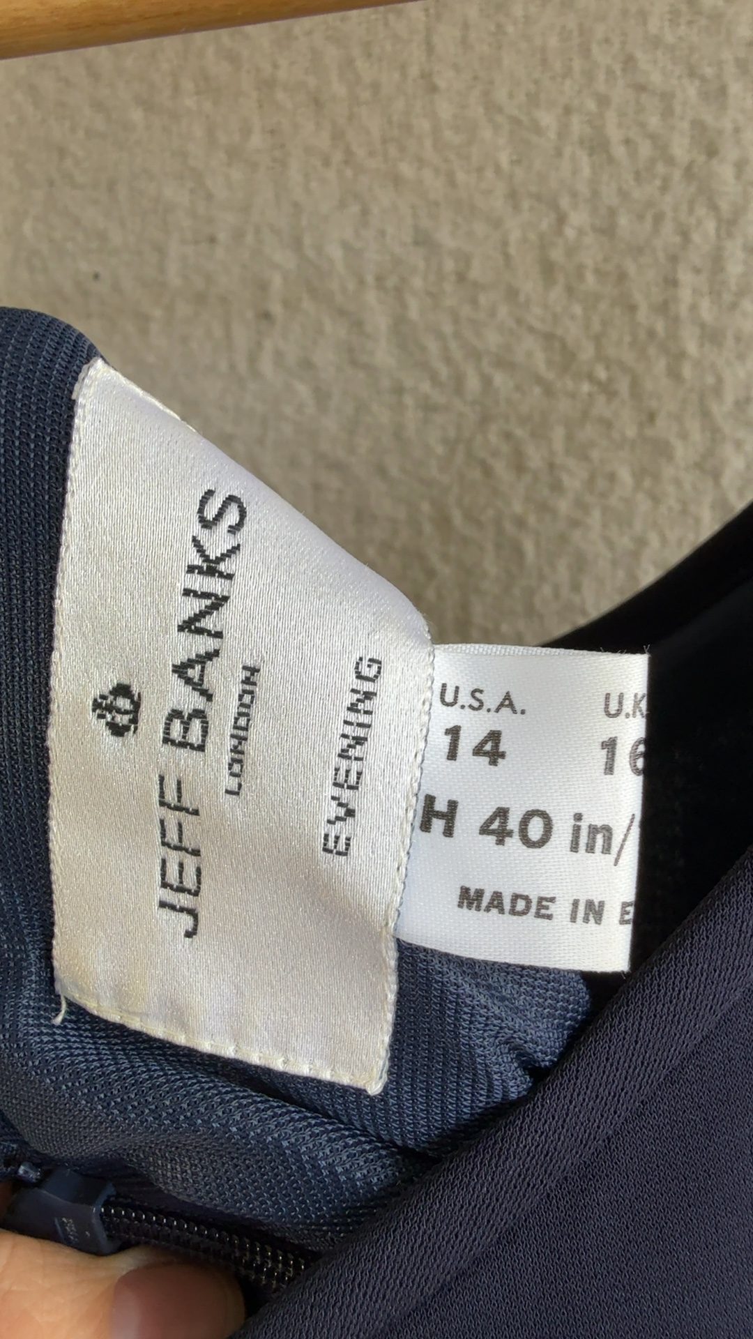 Jeff Banks Navy Evening Dress UK 16 Long Sleeve Classic Elegant Full Length image 3