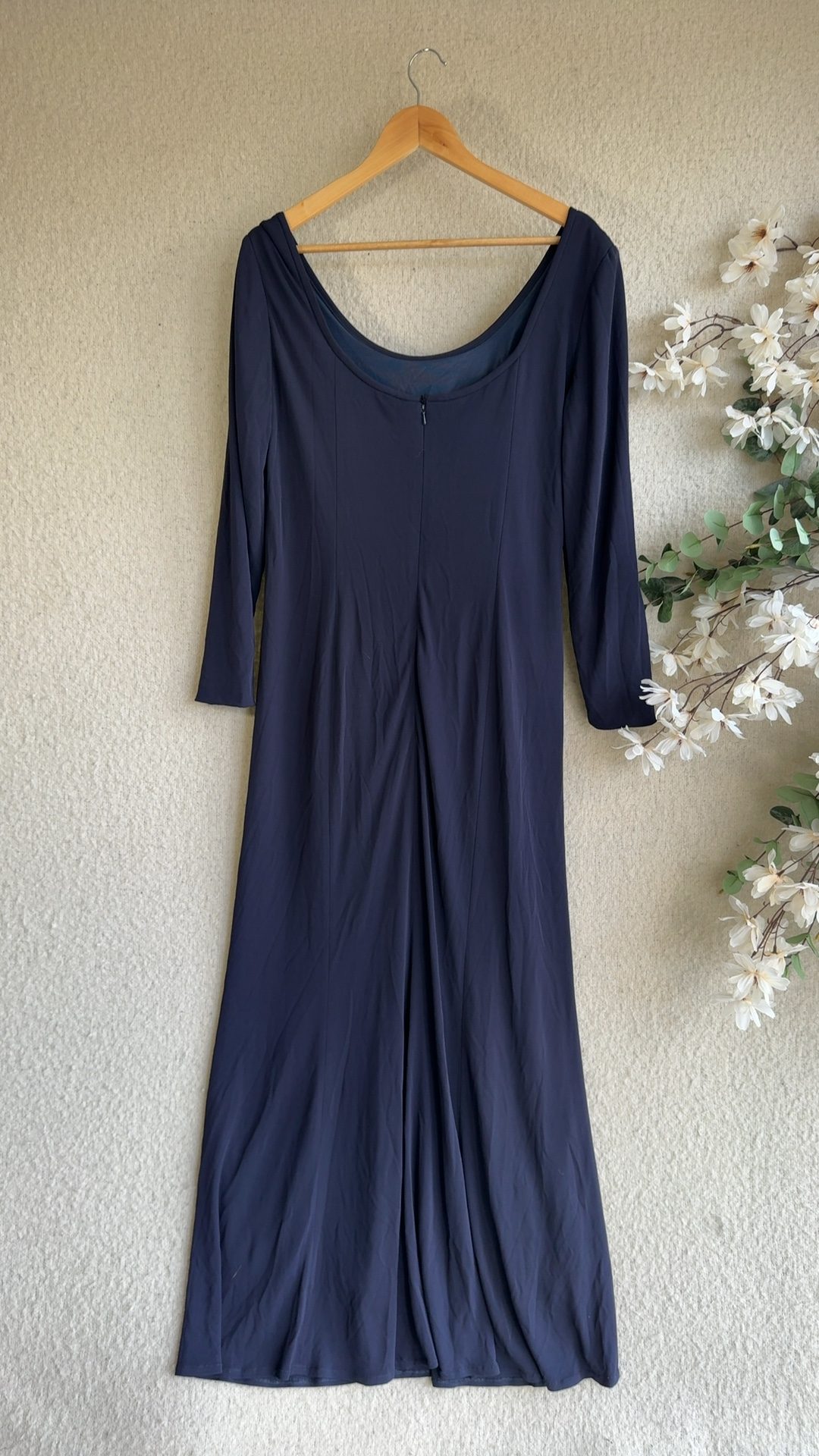 Jeff Banks Navy Evening Dress UK 16 Long Sleeve Classic Elegant Full Length image 5