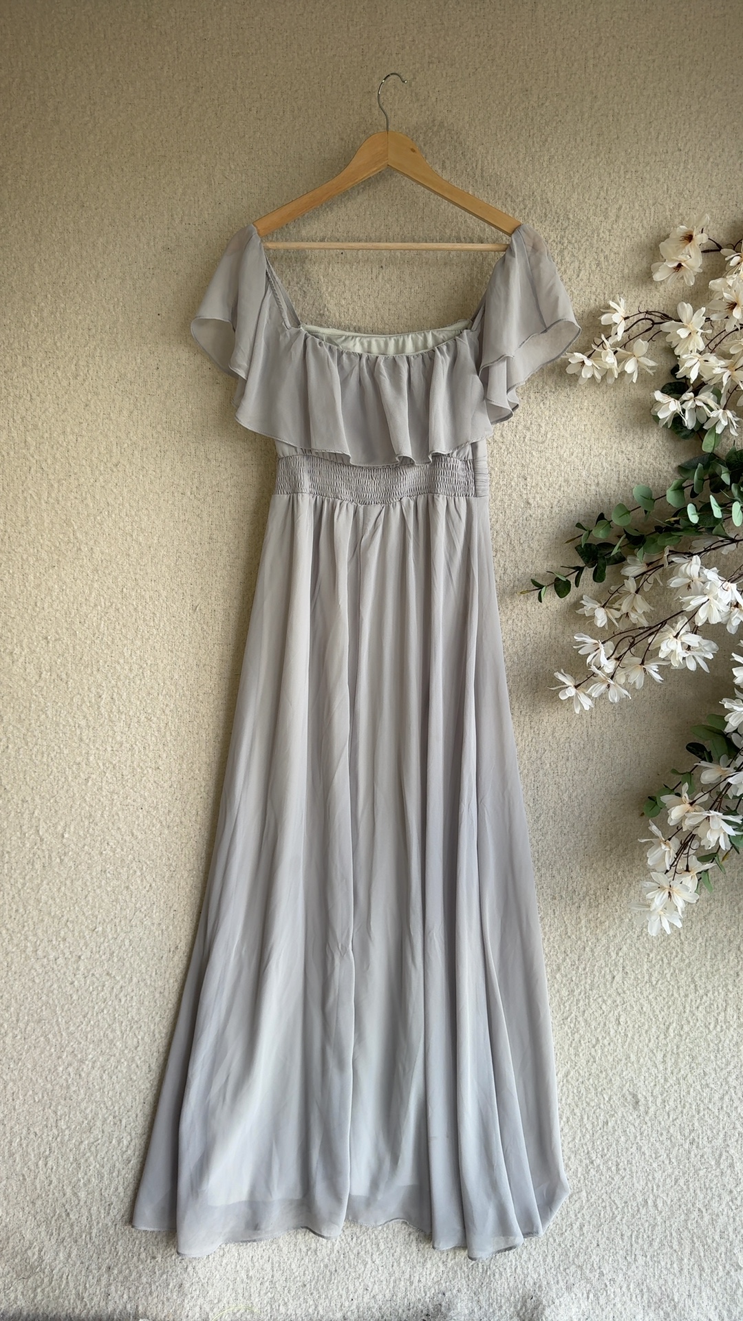 Ever Pretty Light Grey Off Shoulder Maxi Dress UK 10 Elegant Occasion Wear image 4