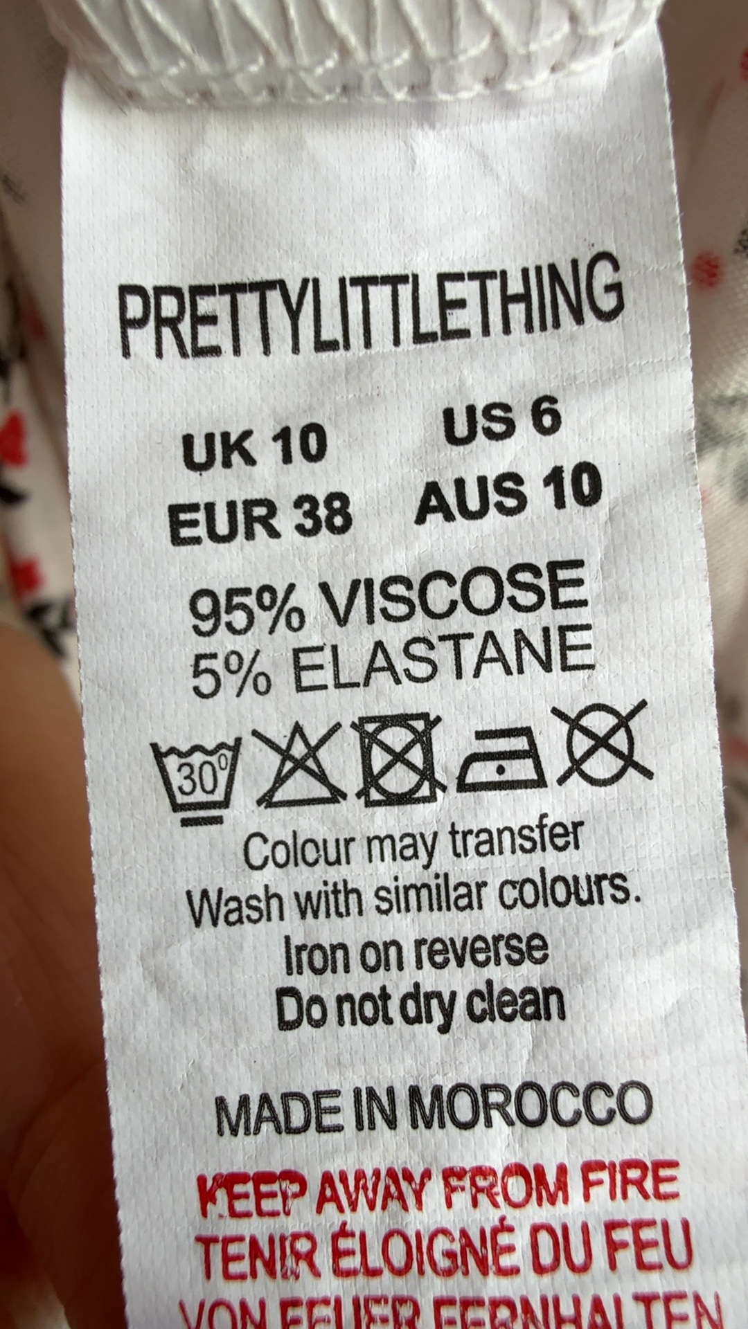 PrettyLittleThing White & Red Floral Print T-Shirt UK 10 Casual Summer Tee image 5