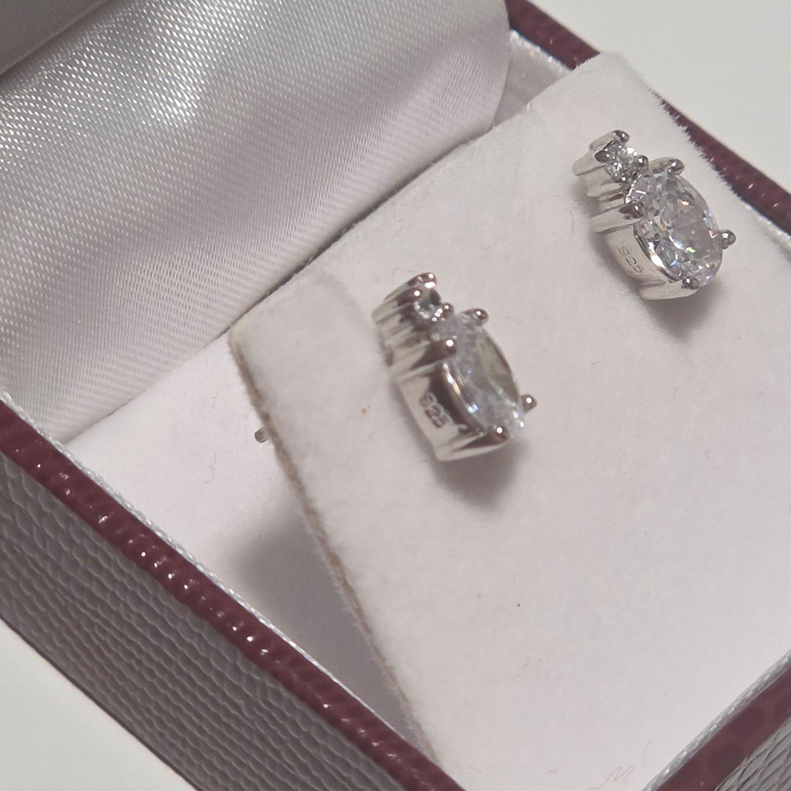 925 Sterling Silver Clear CZ Oval Drop Earrings. B3 image 2