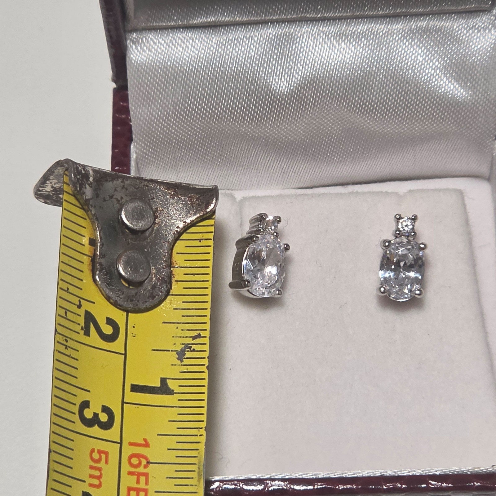 925 Sterling Silver Clear CZ Oval Drop Earrings. B3 image 3