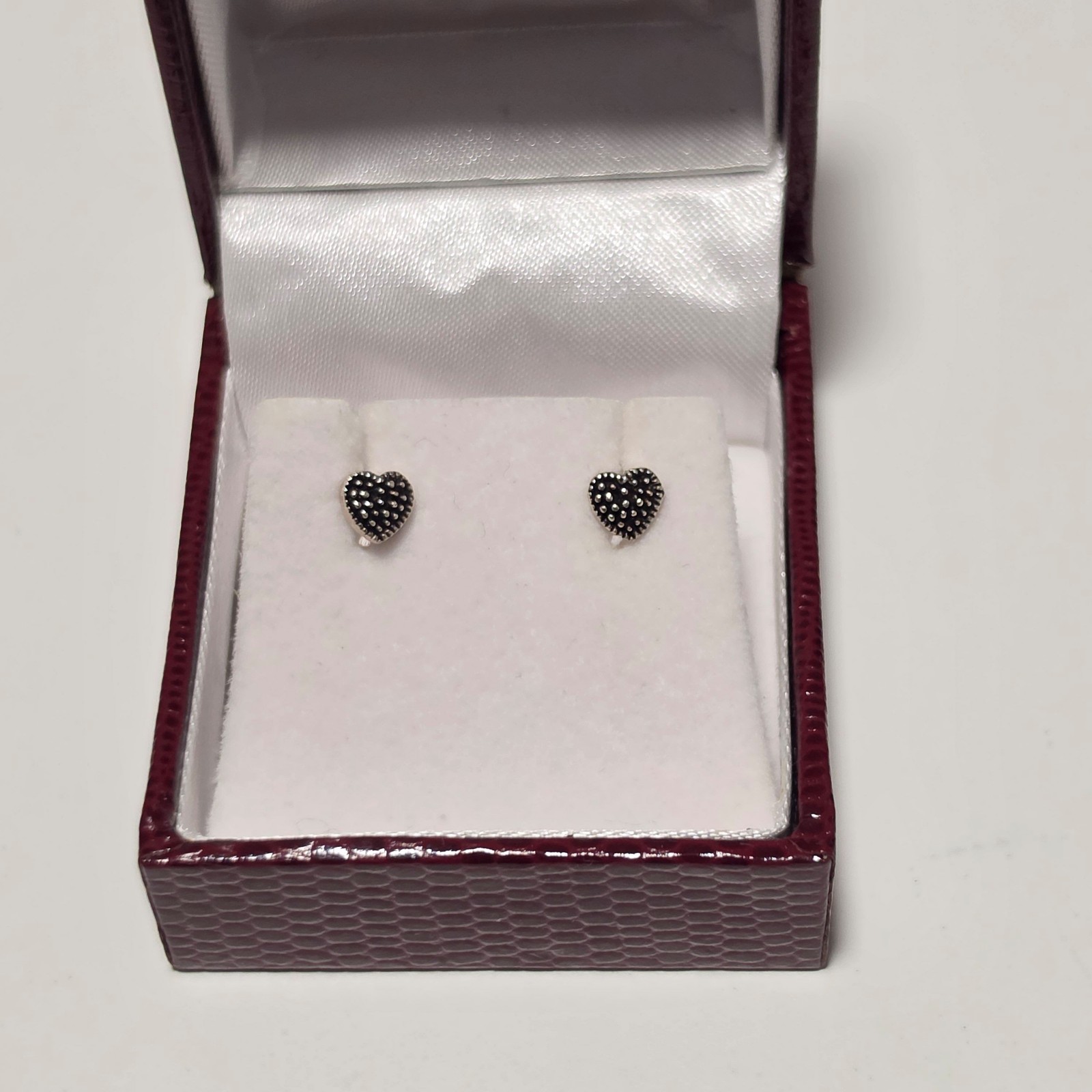 925 sterling silver Heart Shape Stud Earrings . B3 image 2