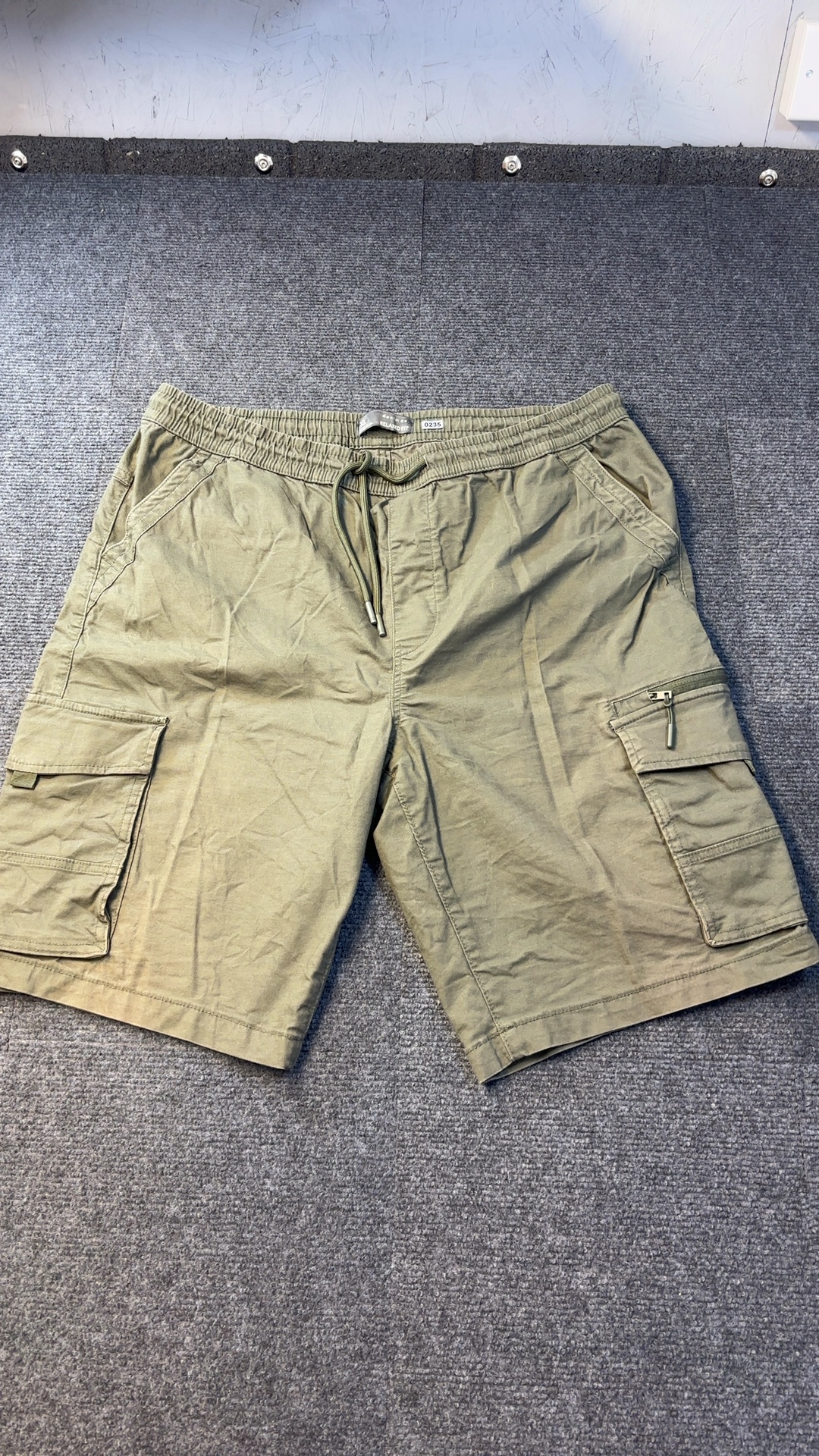 Primark Khaki Cargo Shorts XL Elastic Waistband Lightweight