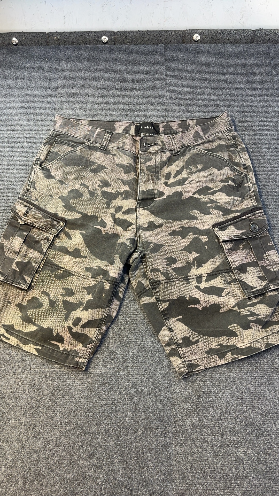 Firetrap Black & Beige Camouflage Cargo Shorts XL UK
