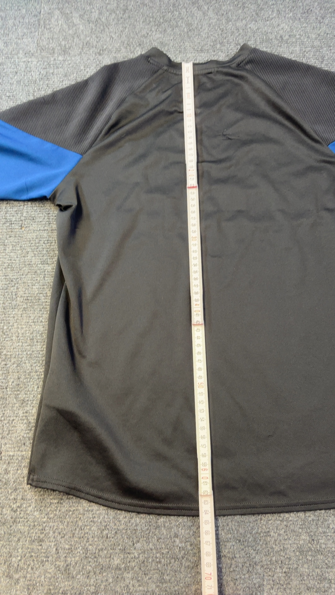 Black & Blue Long Sleeve Raglan Top Medium with Front Logo image 2