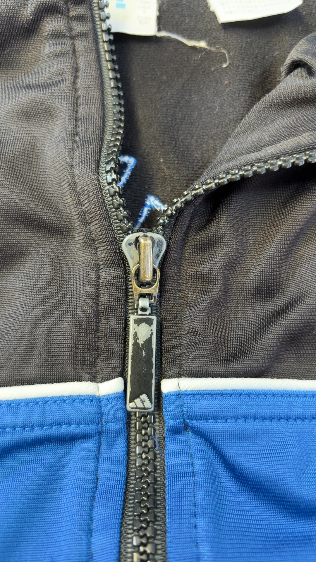 Adidas Black & Blue Track Jacket Small Vintage Full Zip image 3