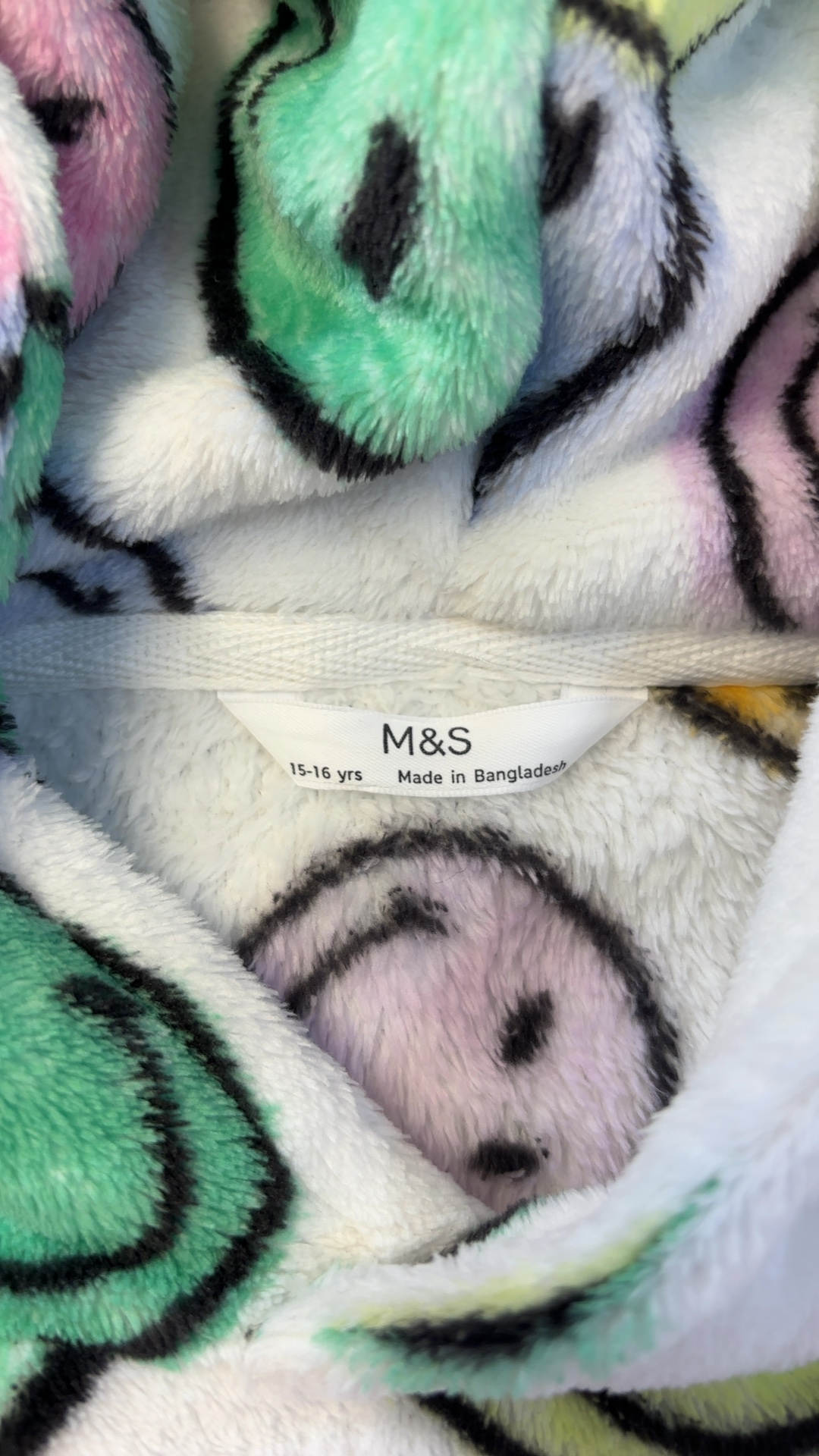 M&S White Multi Smiley Face Fleece Jumper 15-16 Yrs image 7