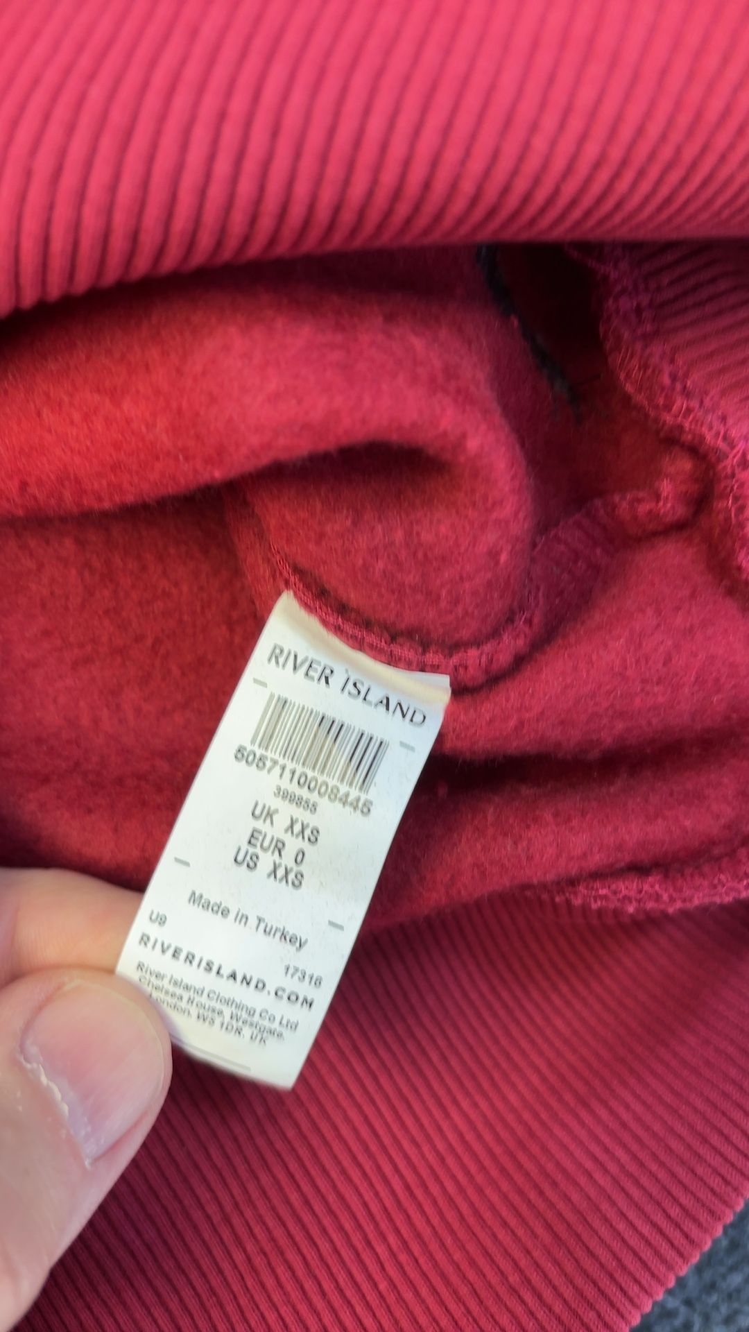 River Island Red Sweatshirt XXS Soft Fleece Lined Comfort image 5