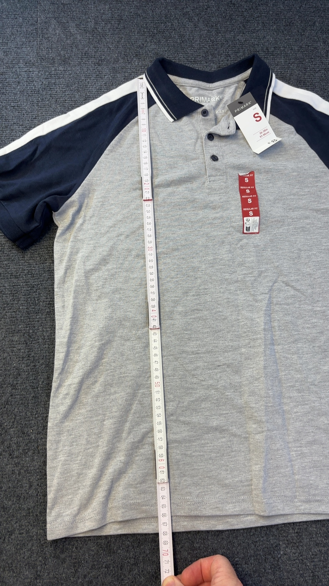 Primark Grey & Navy Polo Shirt Small Regular Fit brand new with tags image 5
