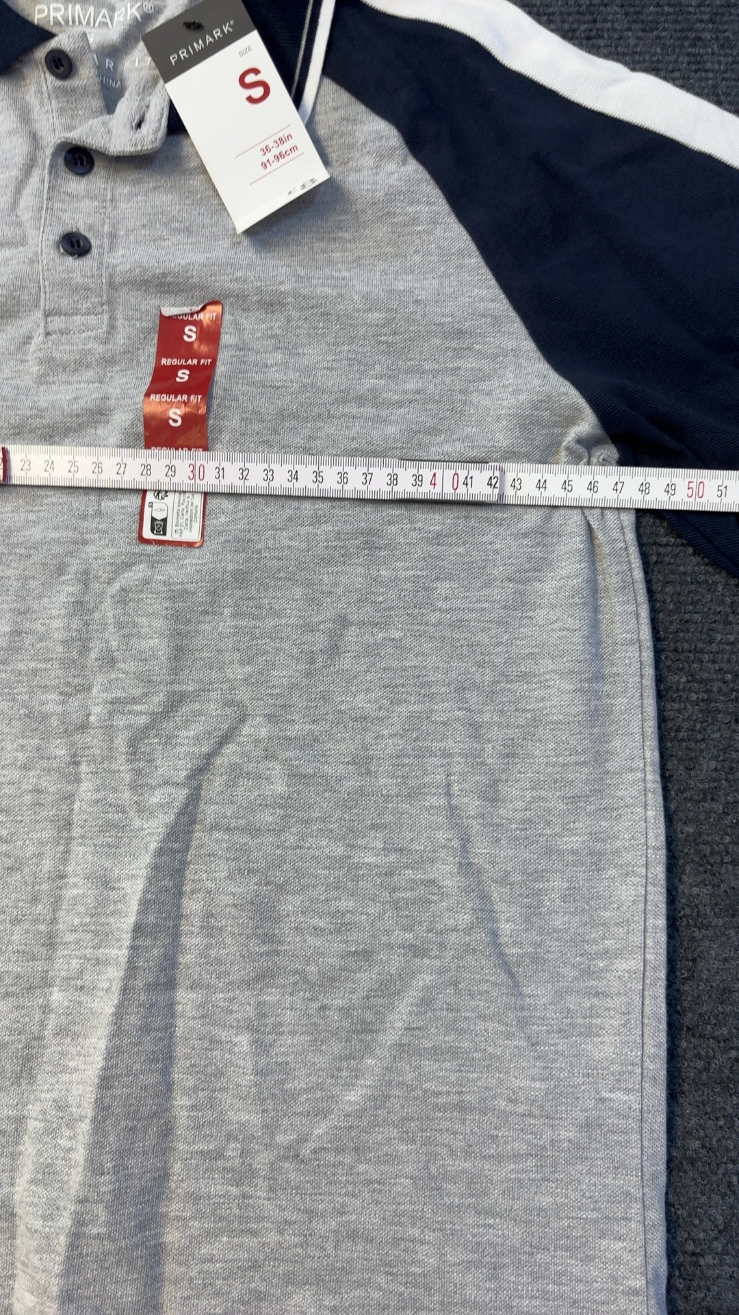 Primark Grey & Navy Polo Shirt Small Regular Fit brand new with tags image 6