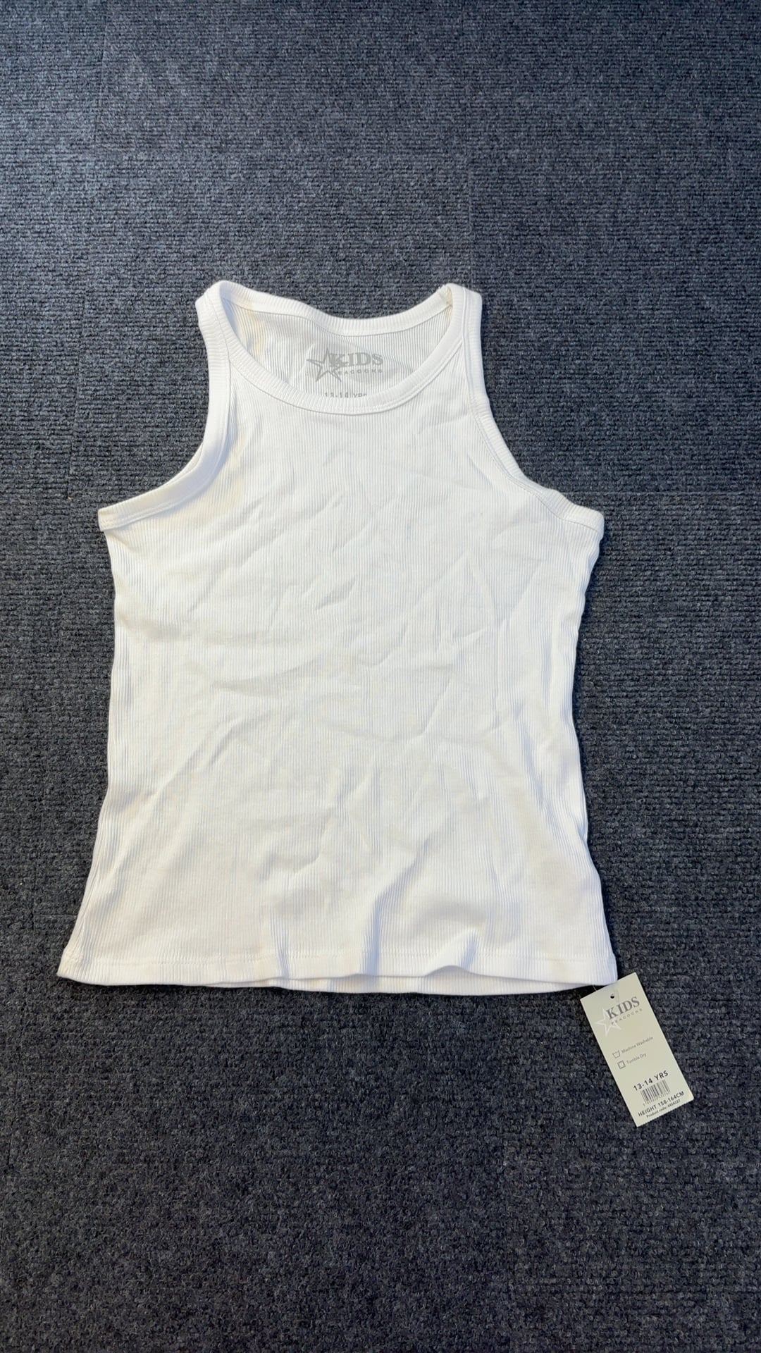 Peacocks Kids White Ribbed Tank Top 13-14 Yrs