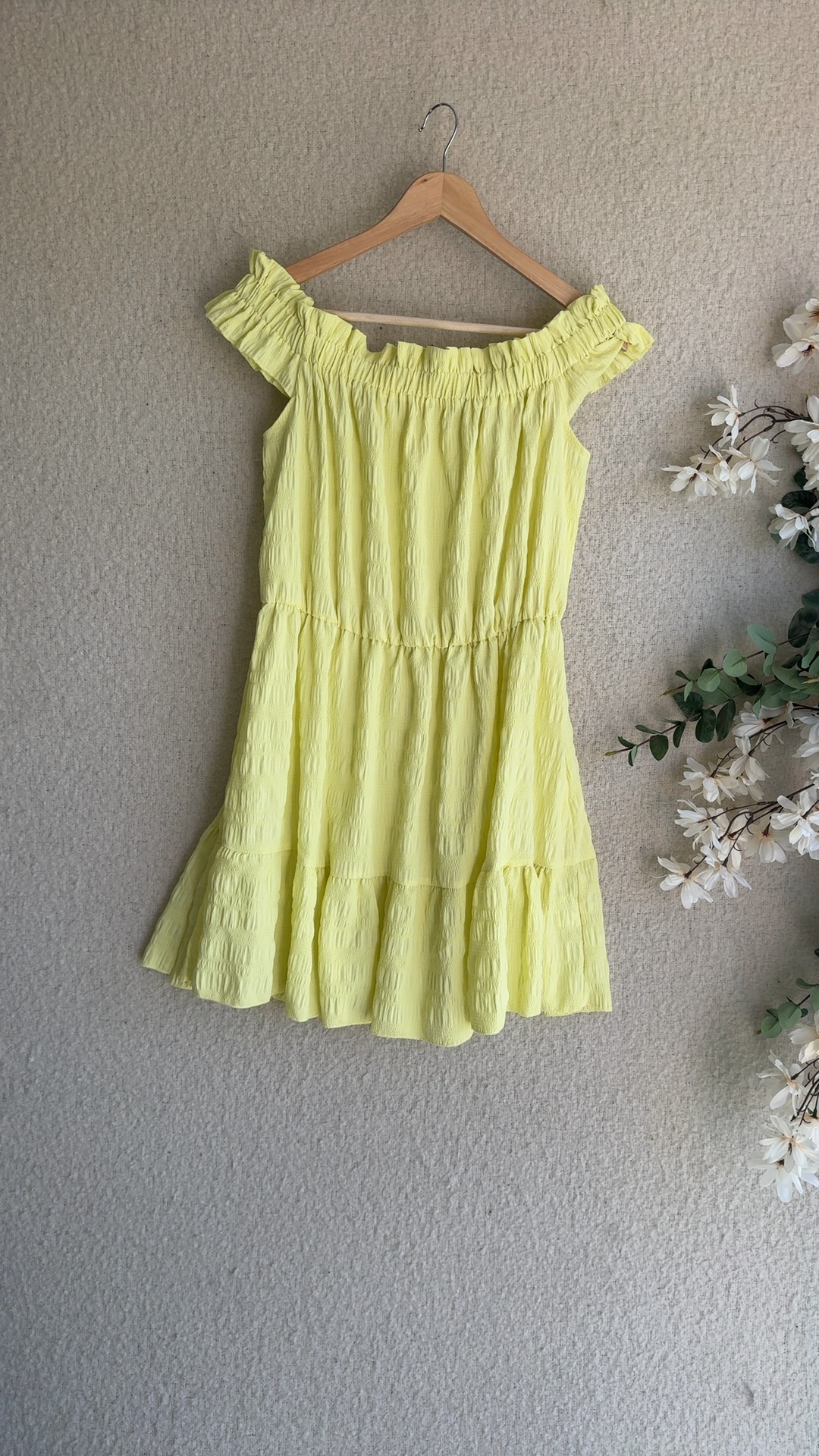 Emery Rose Yellow Off Shoulder Dress XL Lightweight Summer Chic