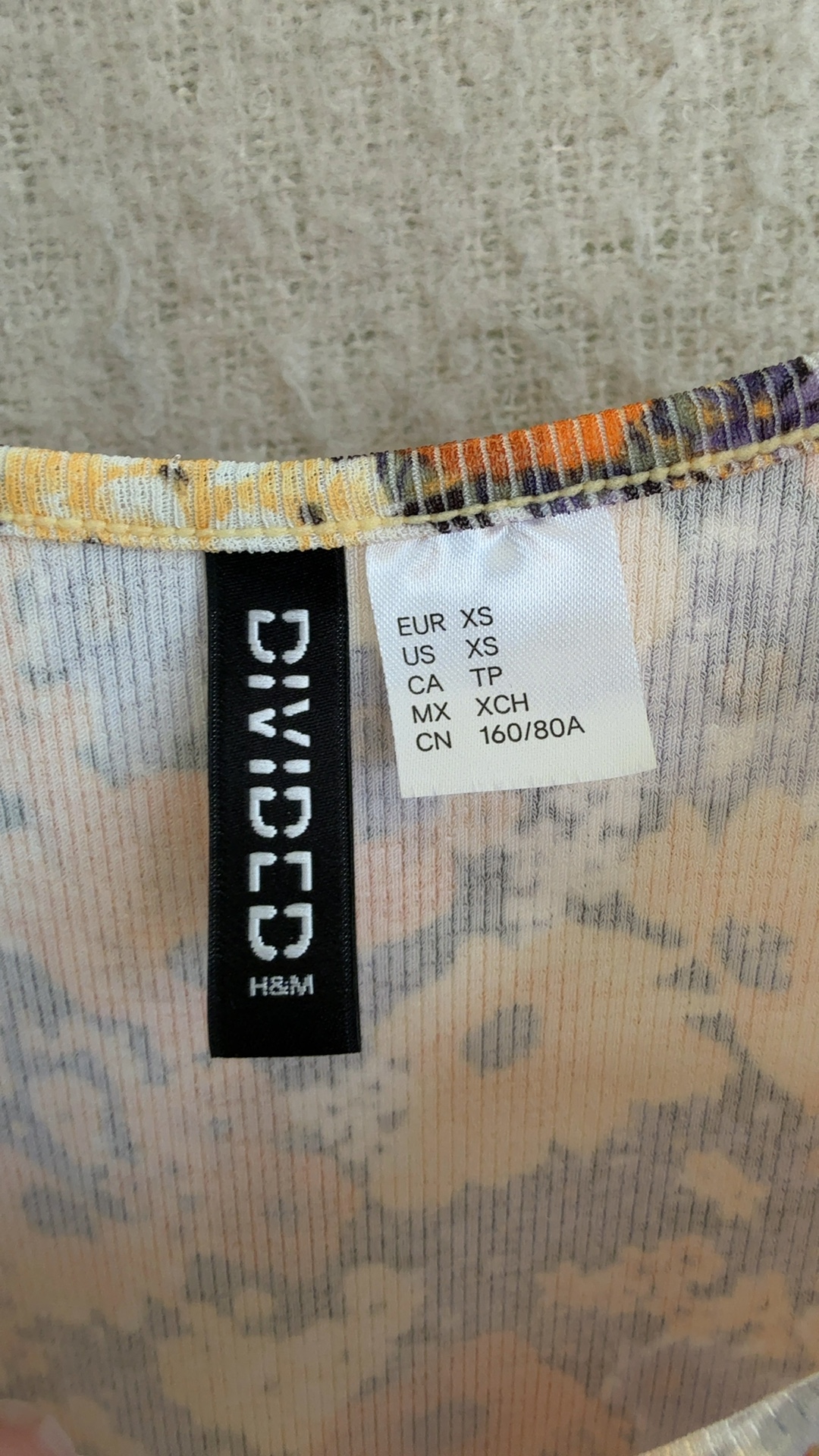 H&M Divided Floral Summer Dress XS Orange Purple Yellow Casual Chic image 3