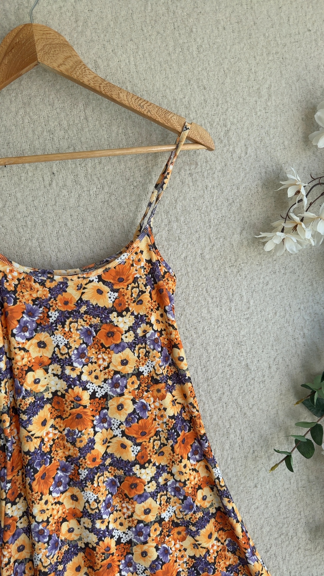 H&M Divided Floral Summer Dress XS Orange Purple Yellow Casual Chic image 4