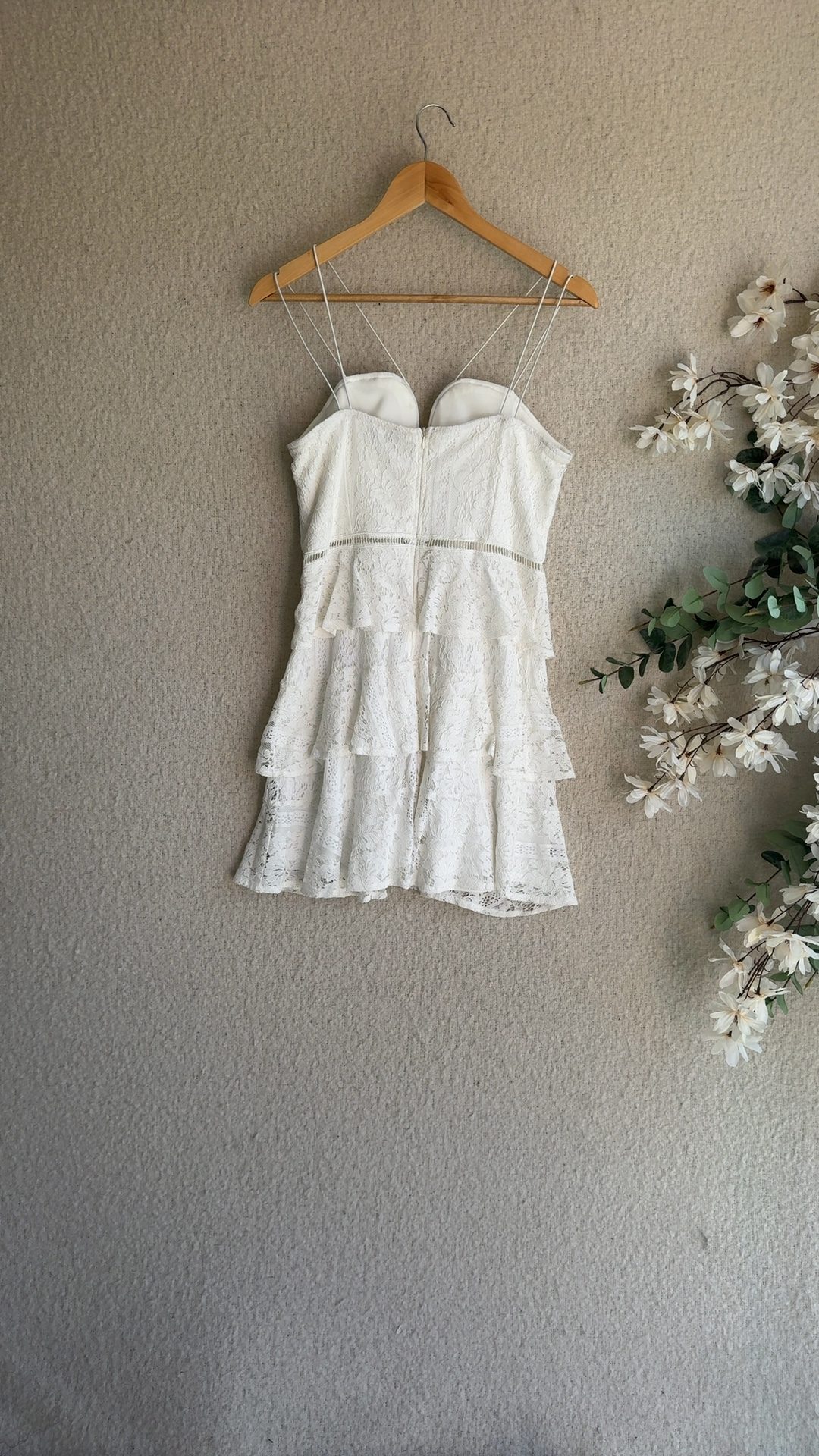 Girls On Film White Lace Strappy Dress UK 12 Feminine Occasion Summer Style image 4