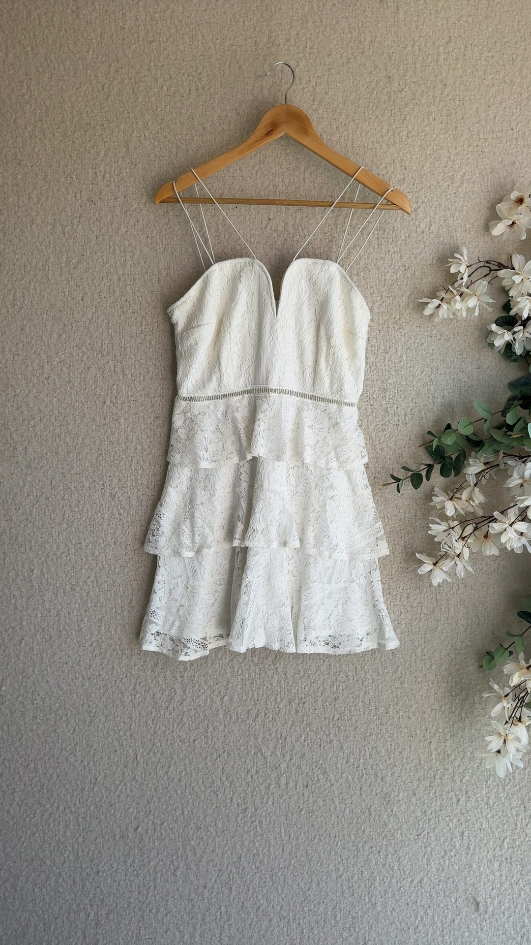 Girls On Film White Lace Strappy Dress UK 12 Feminine Occasion Summer Style image 7