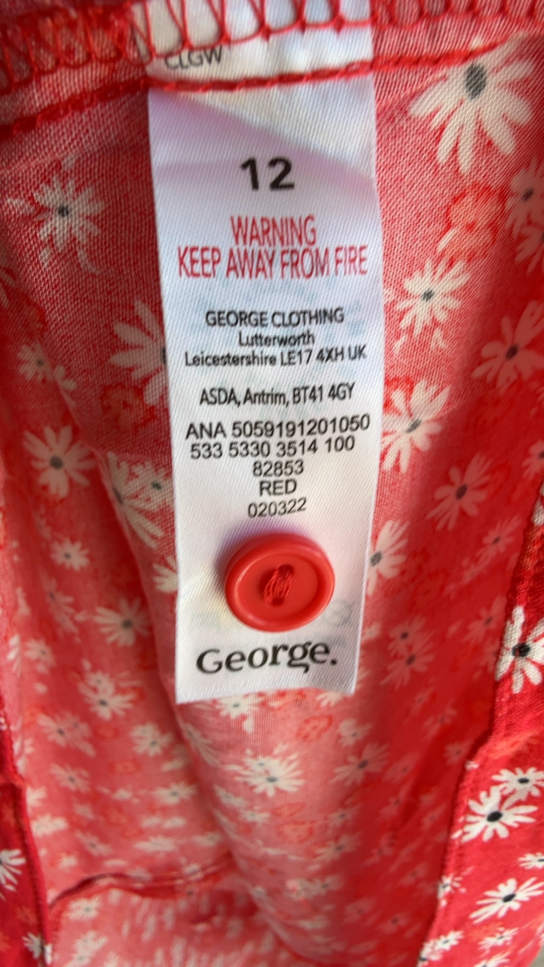 George Red Floral Off Shoulder Dress UK 12 Summer Casual Feminine image 6