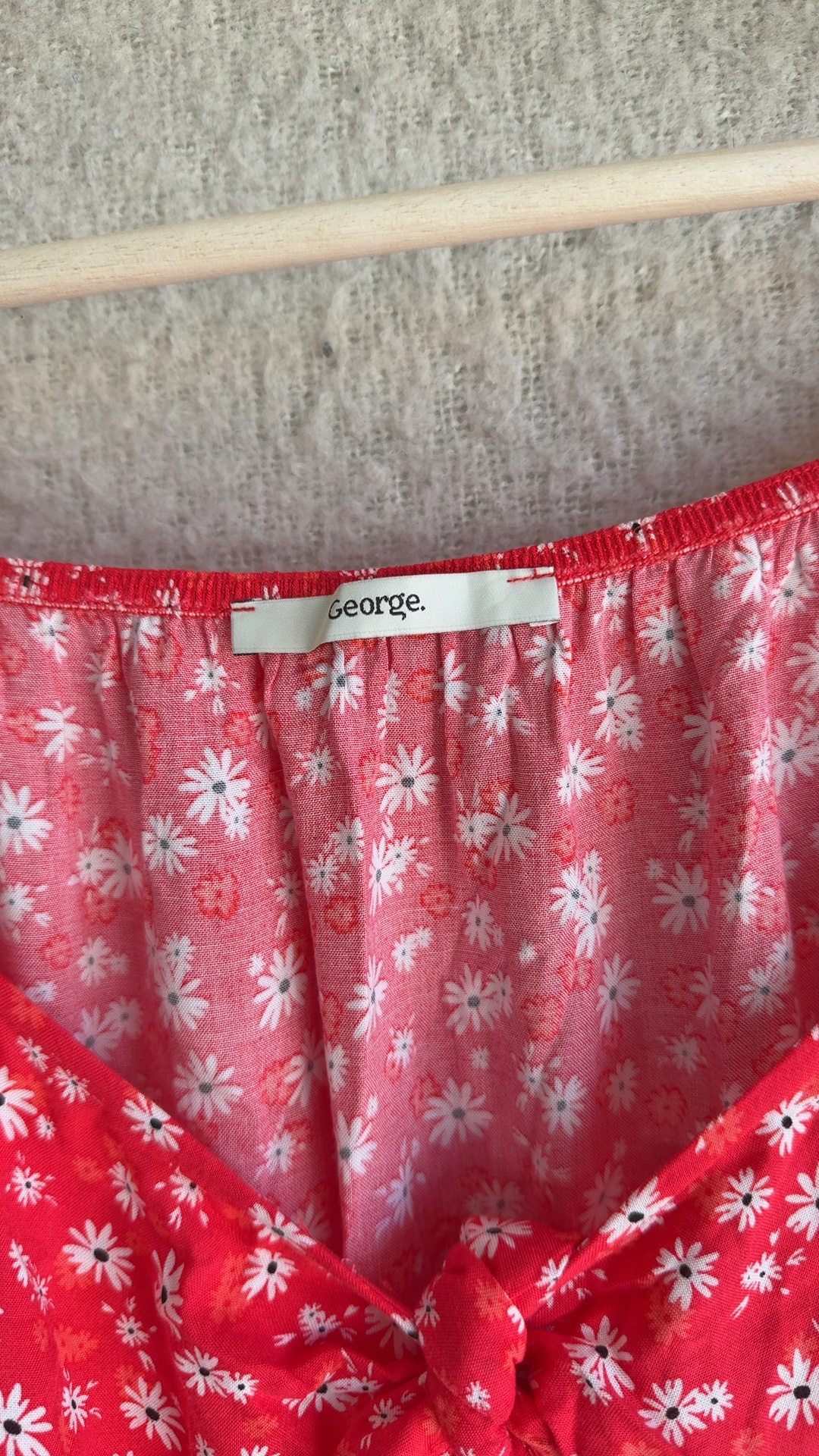 George Red Floral Off Shoulder Dress UK 12 Summer Casual Feminine image 3