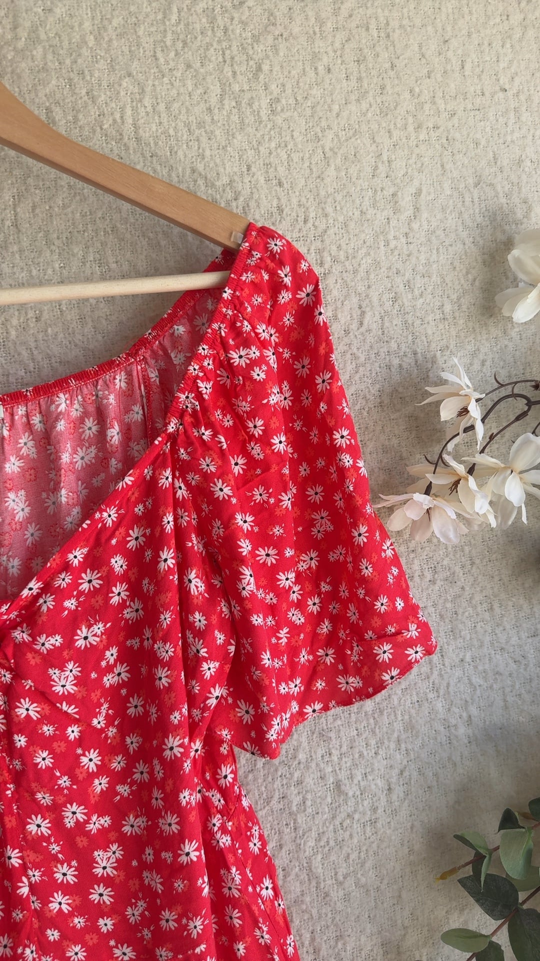 George Red Floral Off Shoulder Dress UK 12 Summer Casual Feminine image 2
