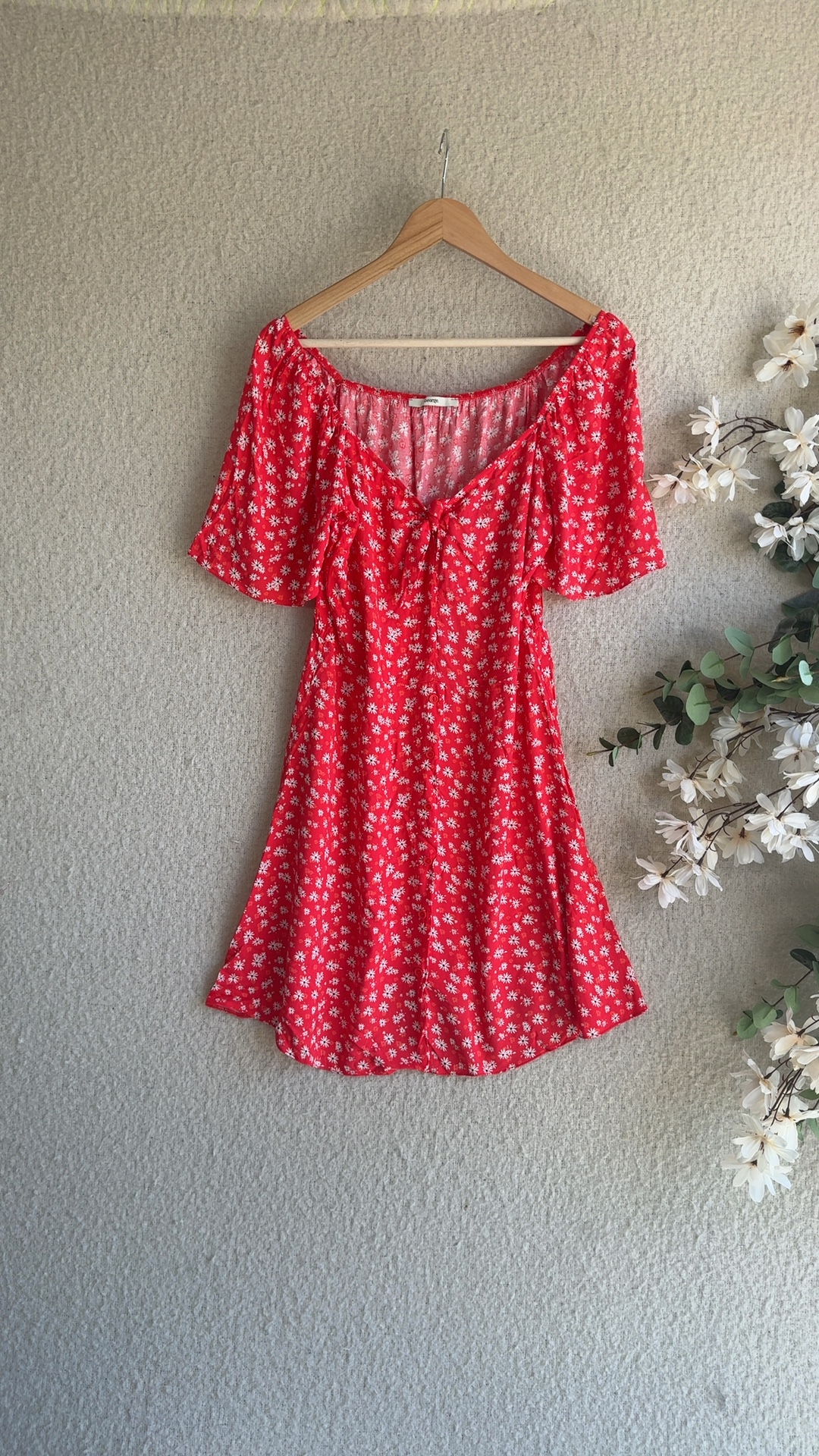 George Red Floral Off Shoulder Dress UK 12 Summer Casual Feminine