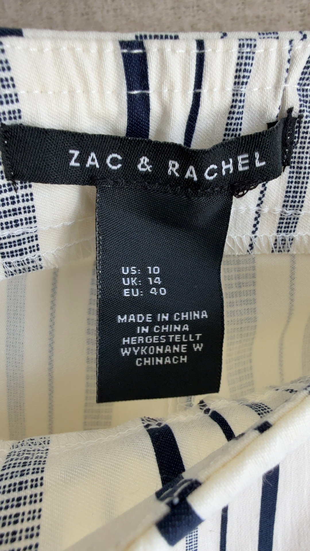 Zac & Rachel White Navy Striped Tapered Trousers UK 14 Stylish Workwear image 3