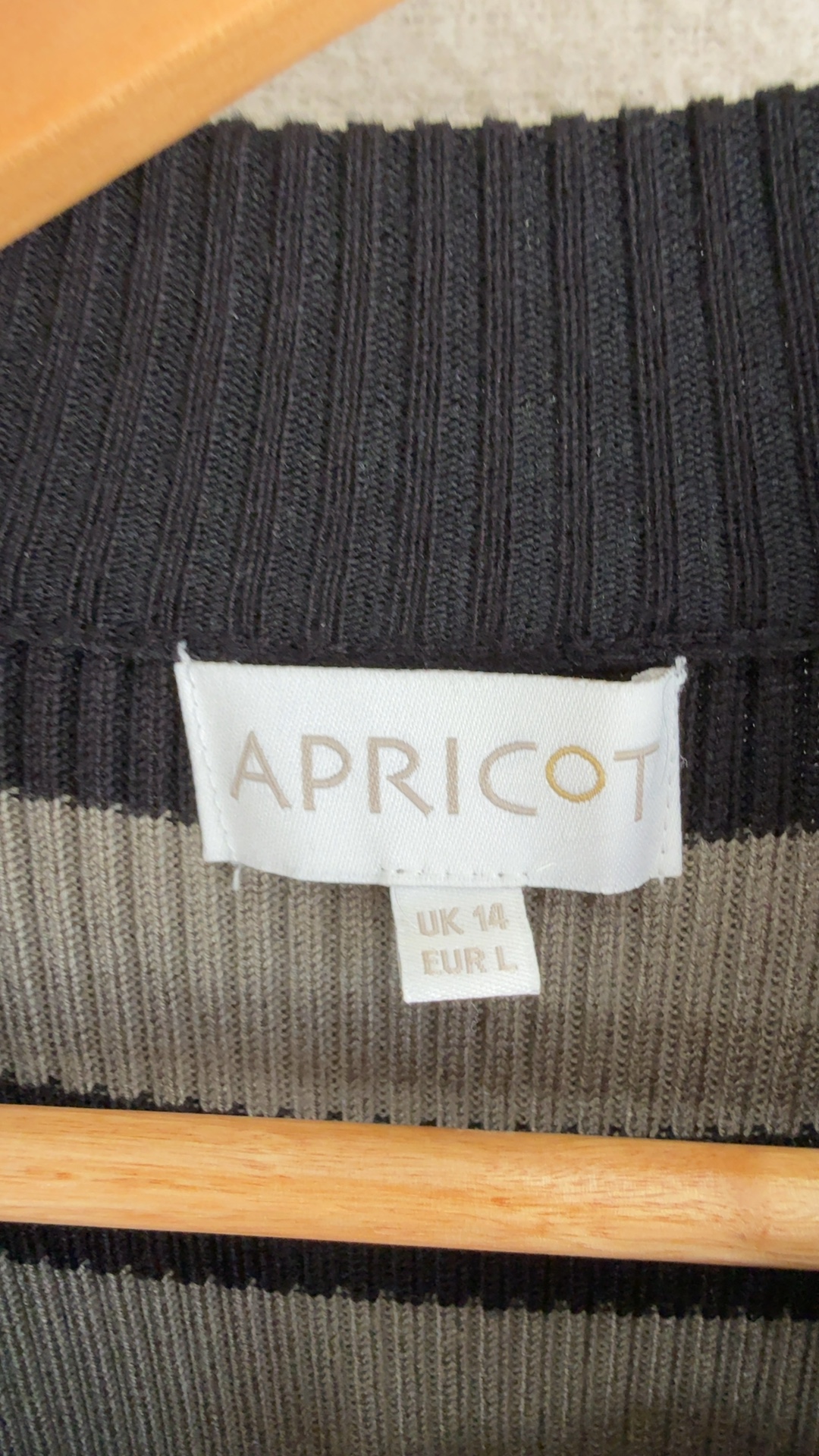 Apricot Black & Beige Stripe Ribbed Knit Dress UK 14 Elegant Stretchy image 3