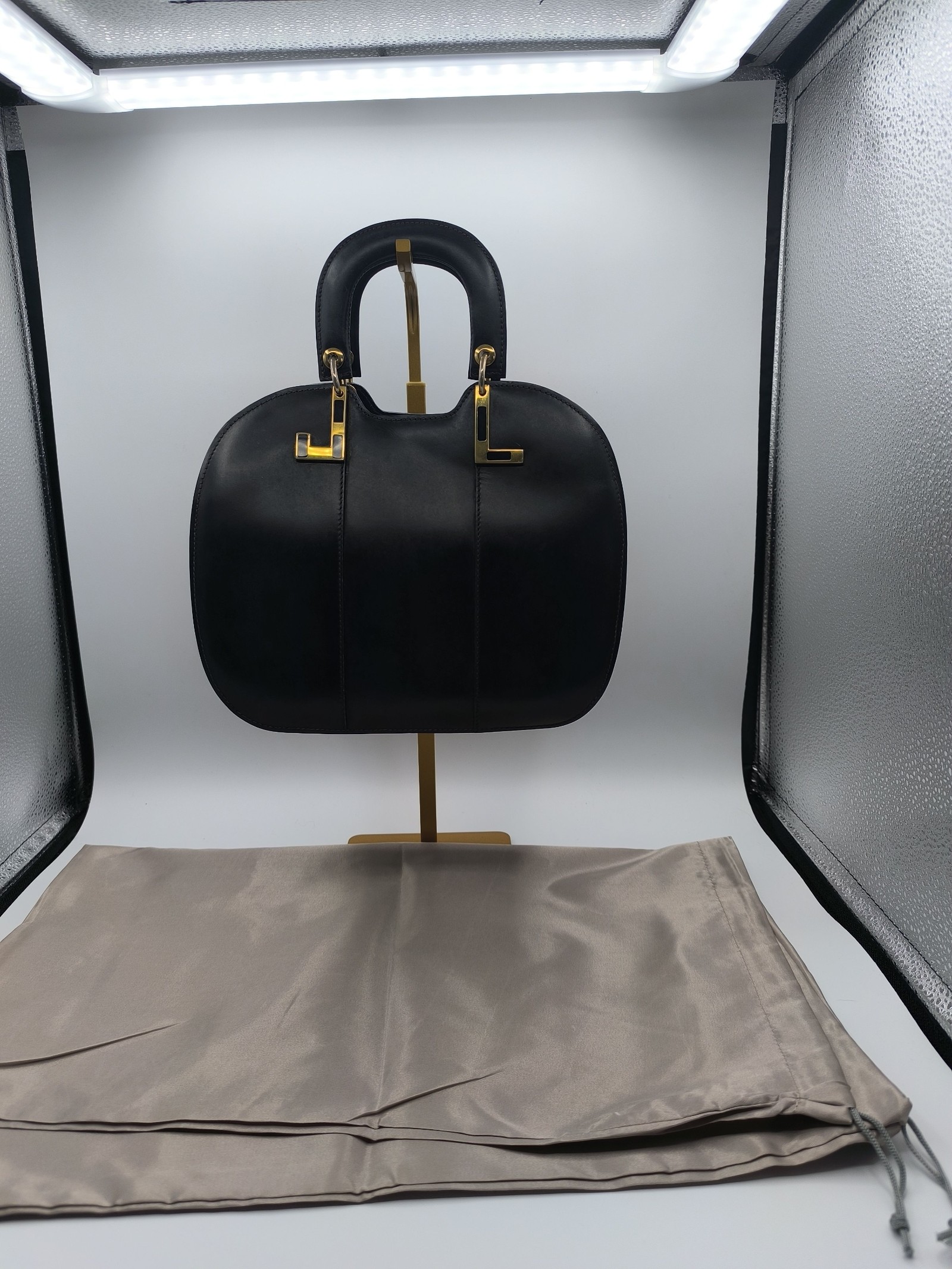 Lanvin Black Leather Handbag Gold Hardware Other