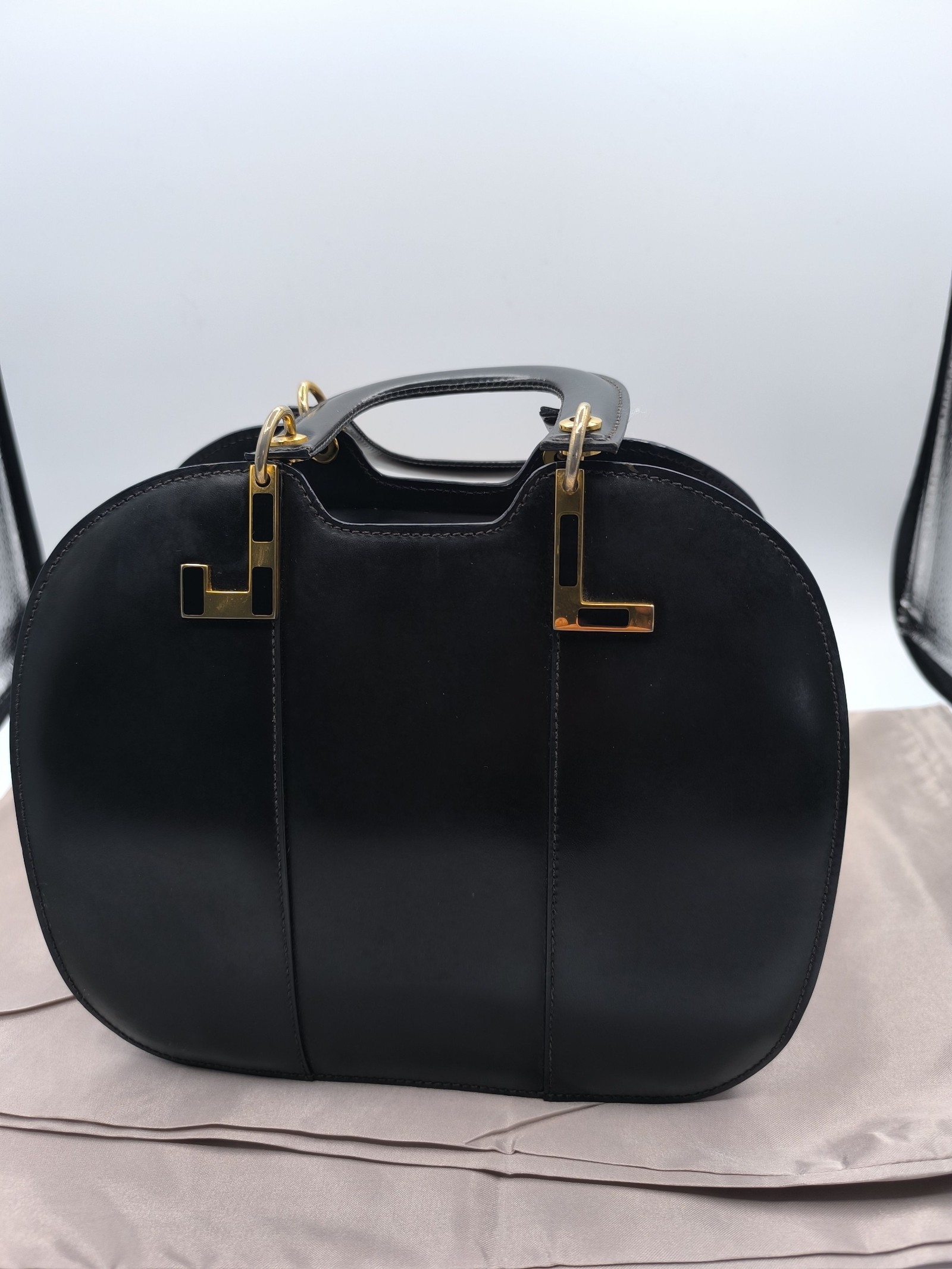 Lanvin Black Leather Handbag Gold Hardware Other image 6