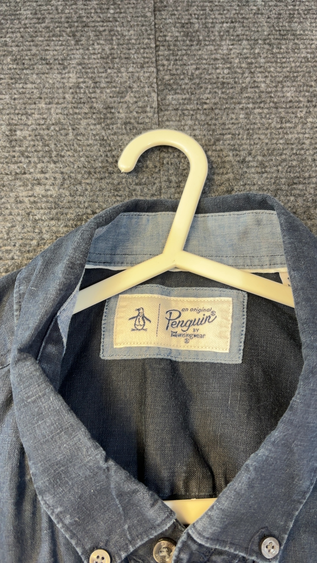 Original Penguin Linen Shirt 1XL Blue Button-Down Chest Pocket image 2