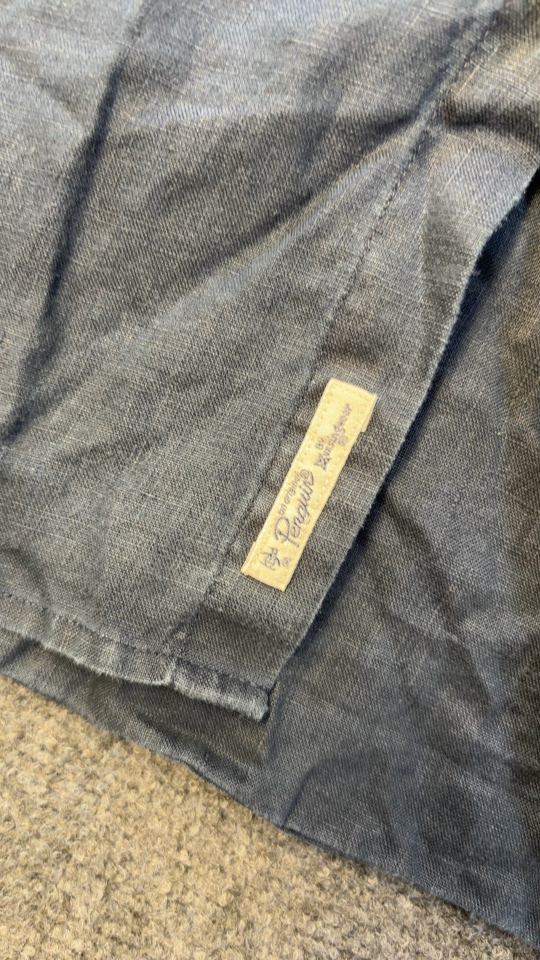 Original Penguin Linen Shirt 1XL Blue Button-Down Chest Pocket image 4