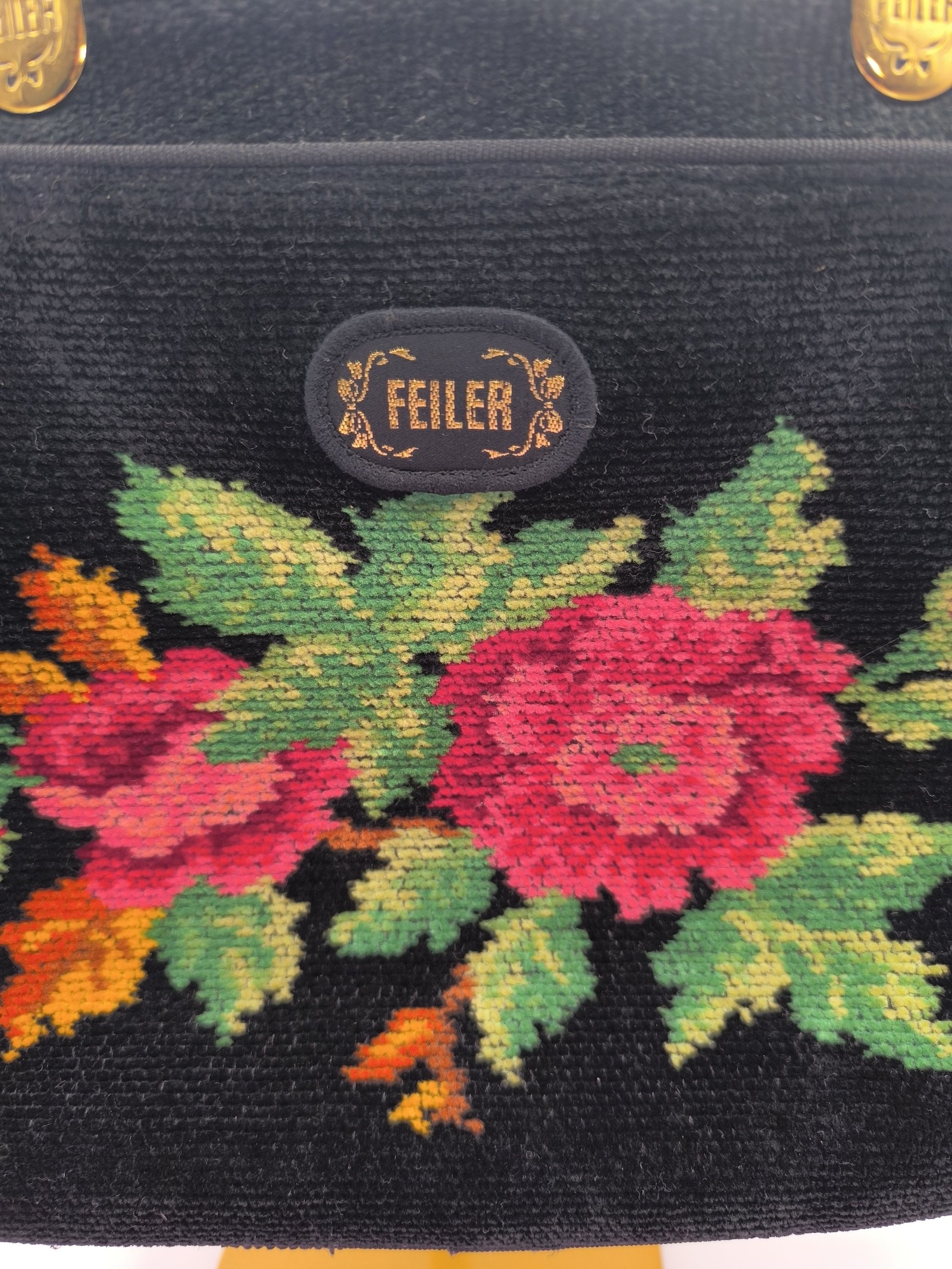 Feiler Black & Multi Floral Embroidered Tapestry Handbag Other image 2