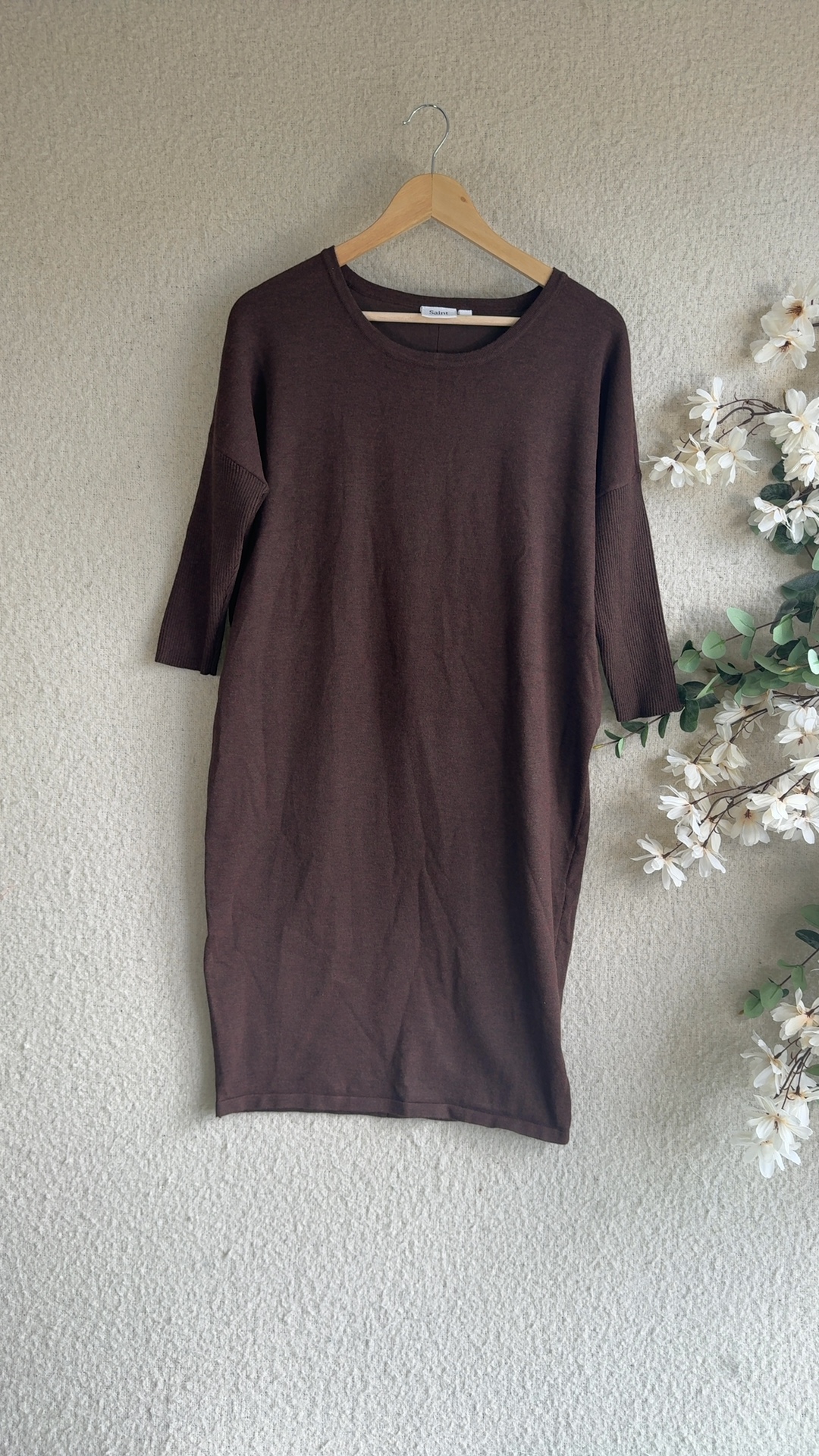 Saint Tropez Brown Knit Dress Small Soft Comfortable Stylish UK Small