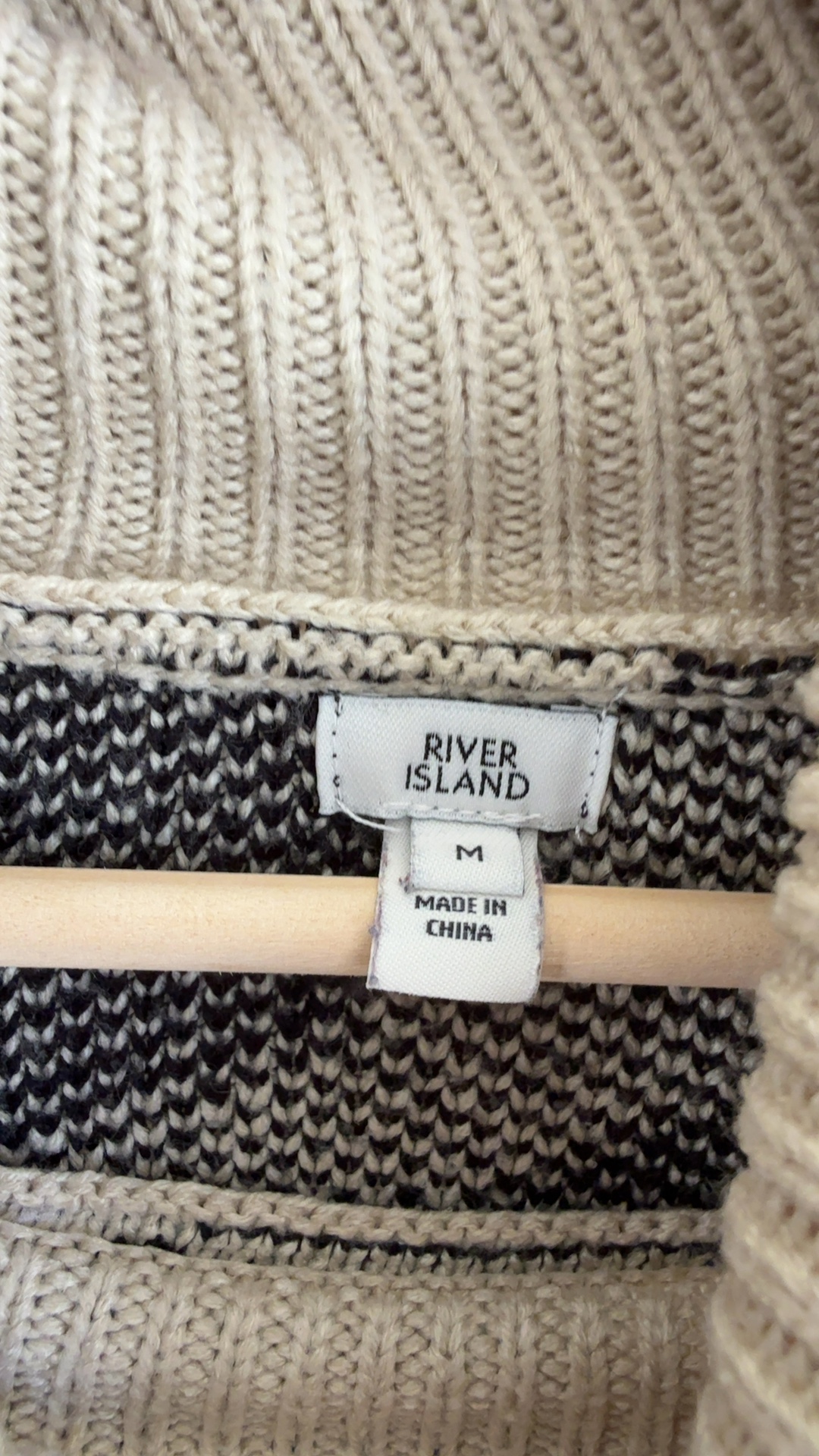 River Island Black & Beige Zebra Print Longline Knit Jumper UK M Stylish image 3