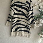 River Island Black & Beige Zebra Print Longline Knit Jumper UK M Stylish