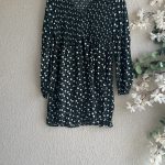 Dorothy Perkins Green & White Heart Print Smocked Dress UK 14 Casual Chic