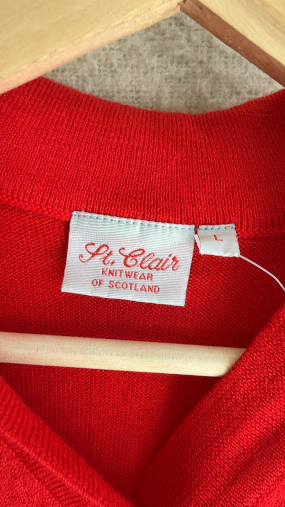 St. Clair Red Wool & Acrylic Polo Collar Knit Sweater Large UK L Stylish Cozy image 2