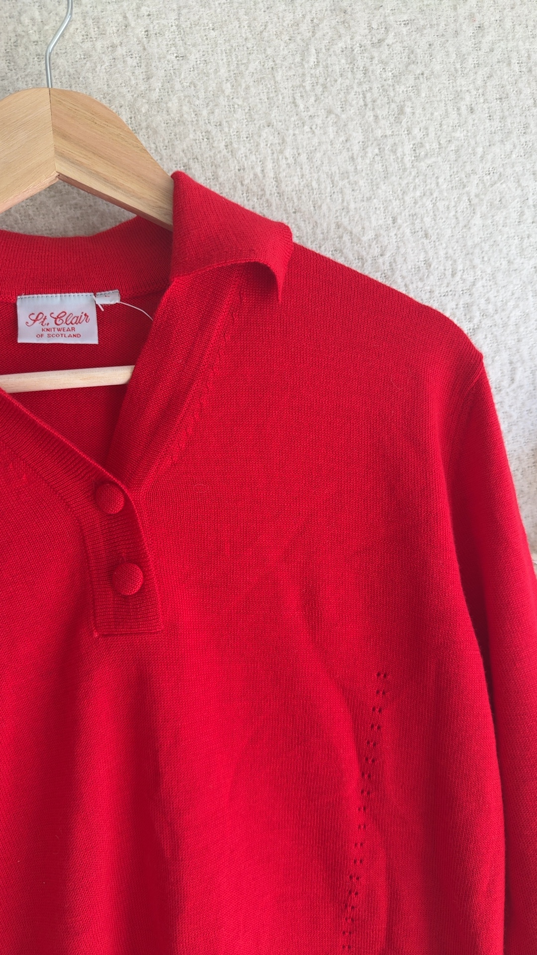 St. Clair Red Wool & Acrylic Polo Collar Knit Sweater Large UK L Stylish Cozy image 3